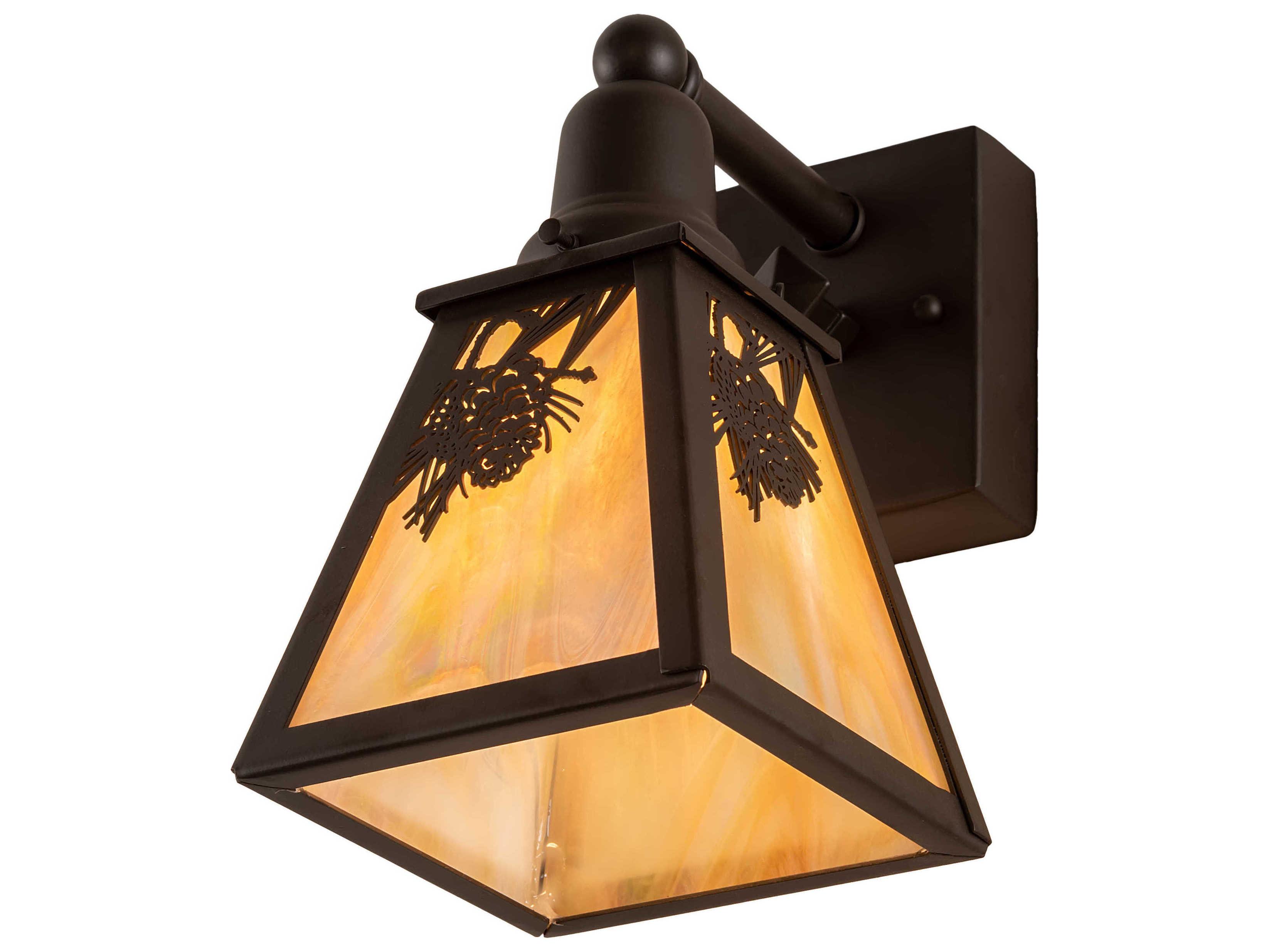 Meyda Winter Pine 1-Light Oil Rubbed Bronze Off White Glass Wall Sconce