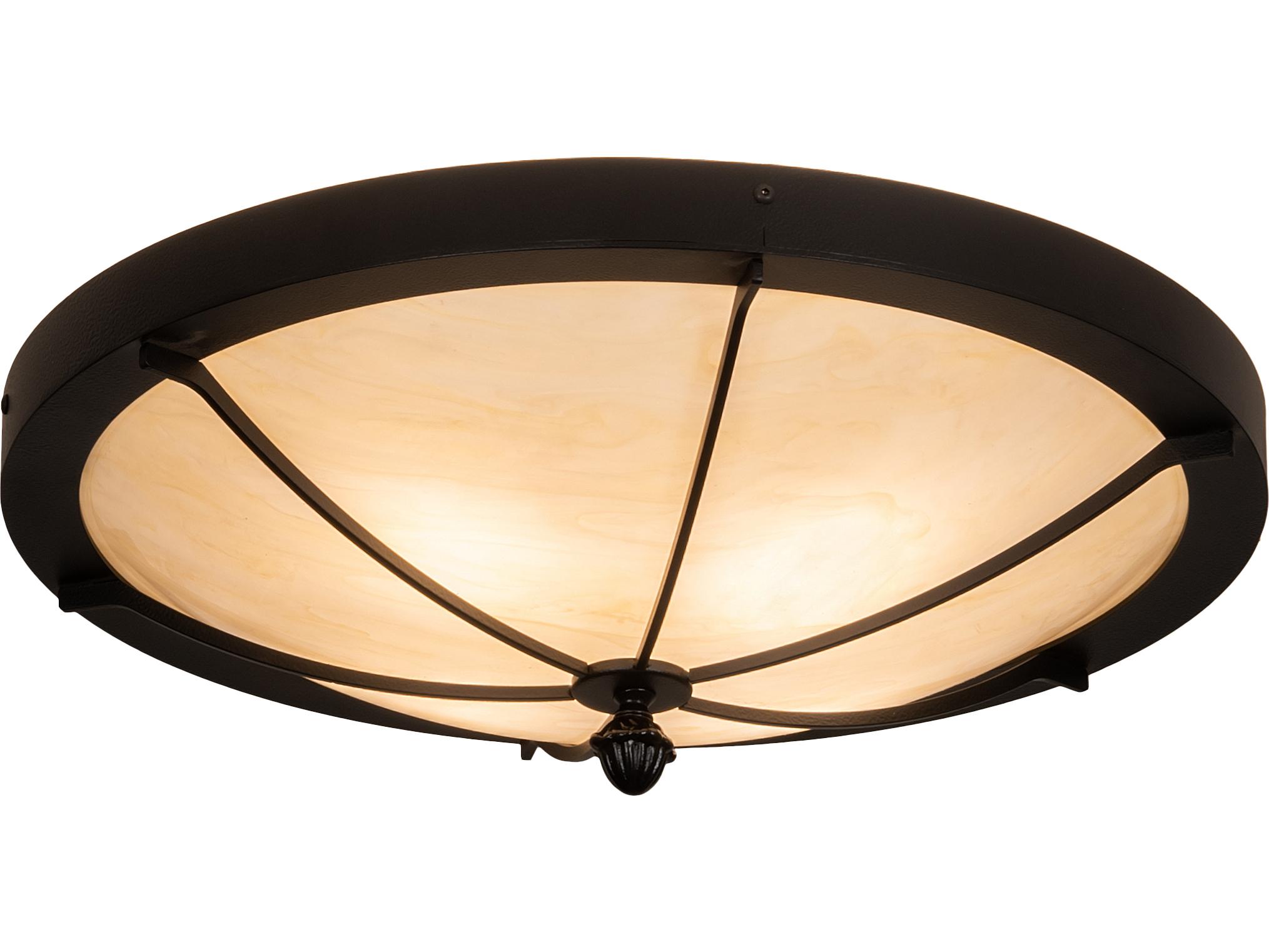 Meyda Dominga 4-Light Black Beige Off White Bowl Flush Mount