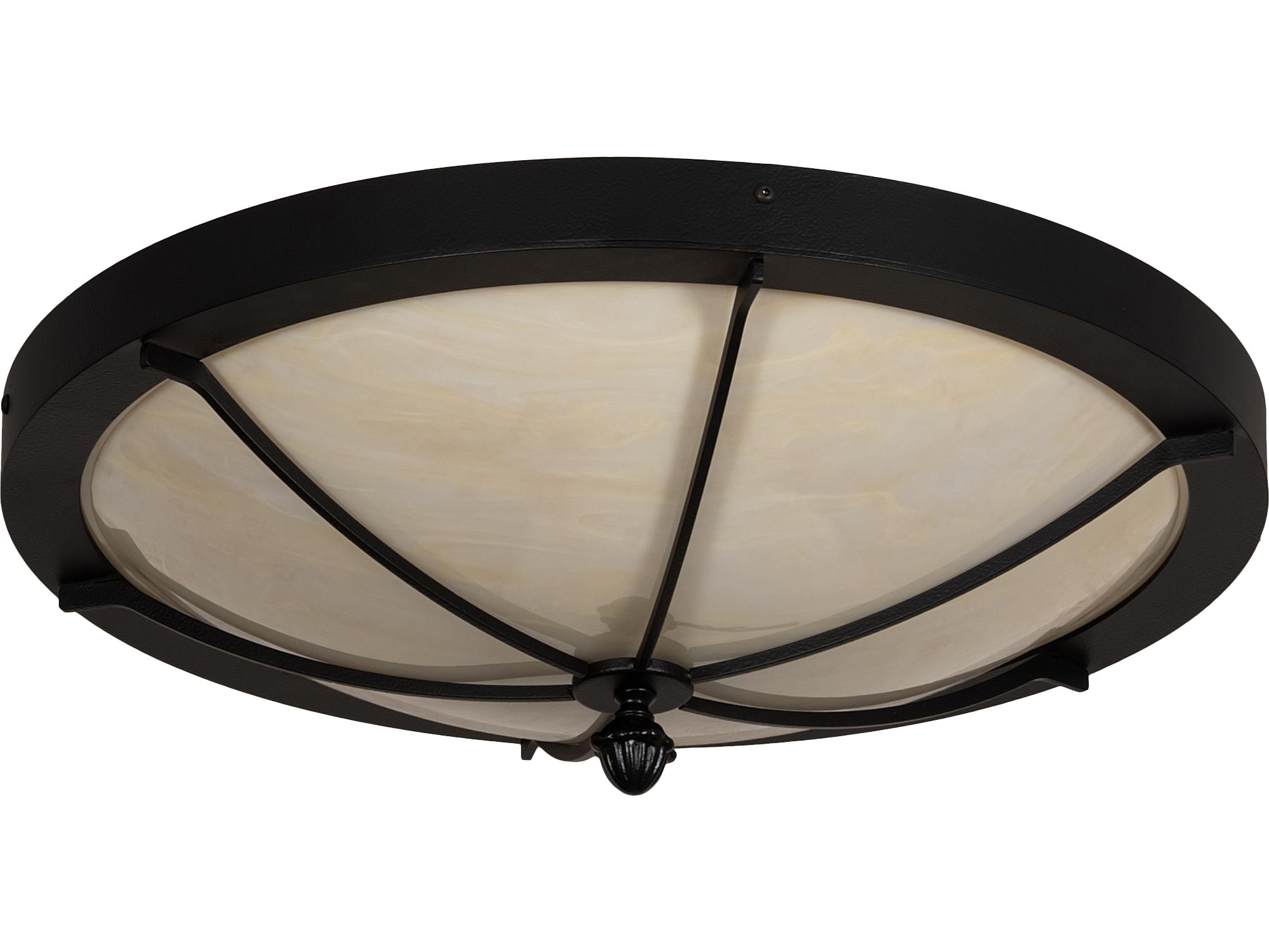 Meyda Dominga 4-Light Black Beige Off White Bowl Flush Mount