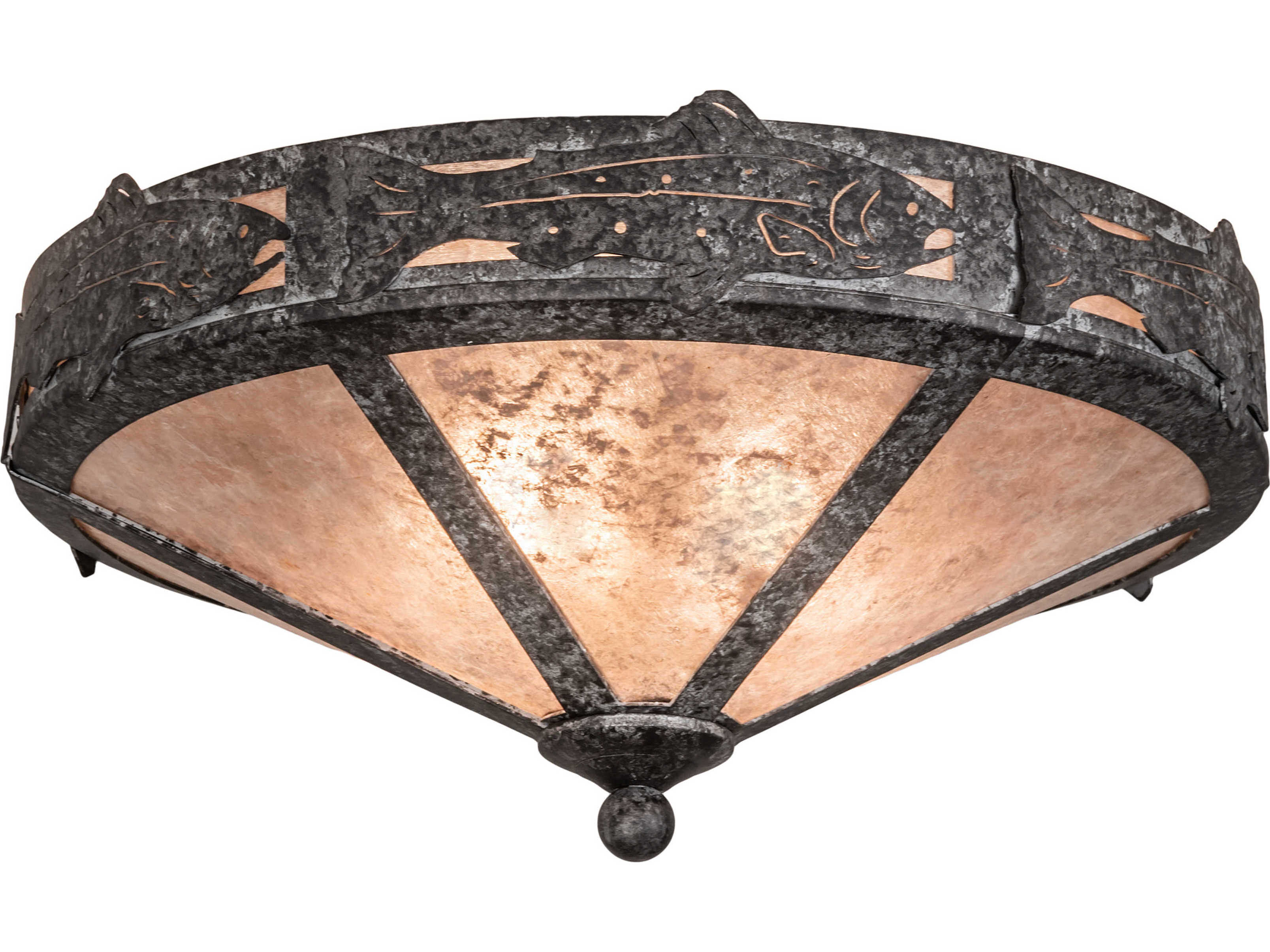 Meyda Rainbow Trout 2-Light Pewter Silver Flush Mount