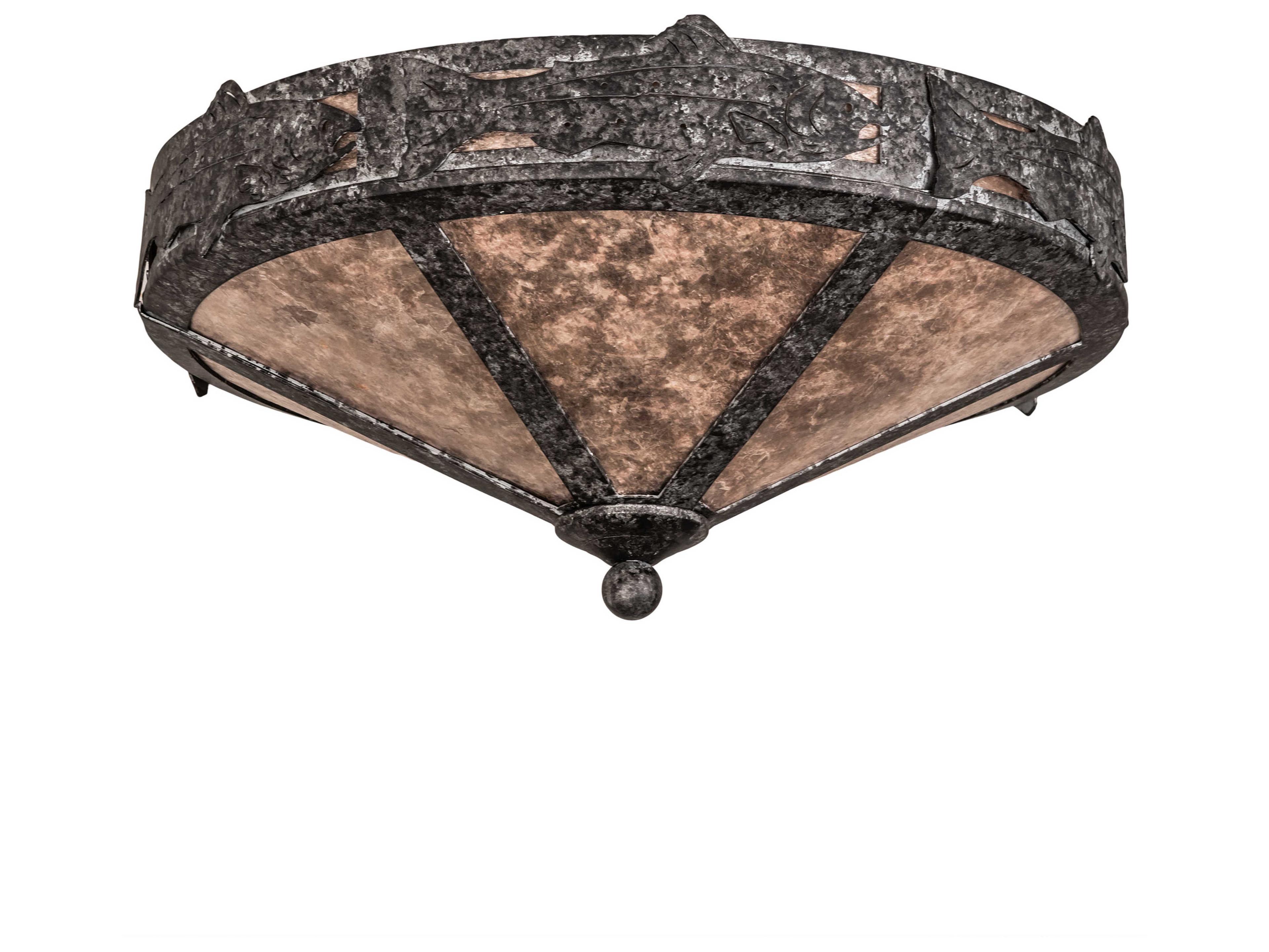 Meyda Rainbow Trout 2-Light Pewter Silver Flush Mount