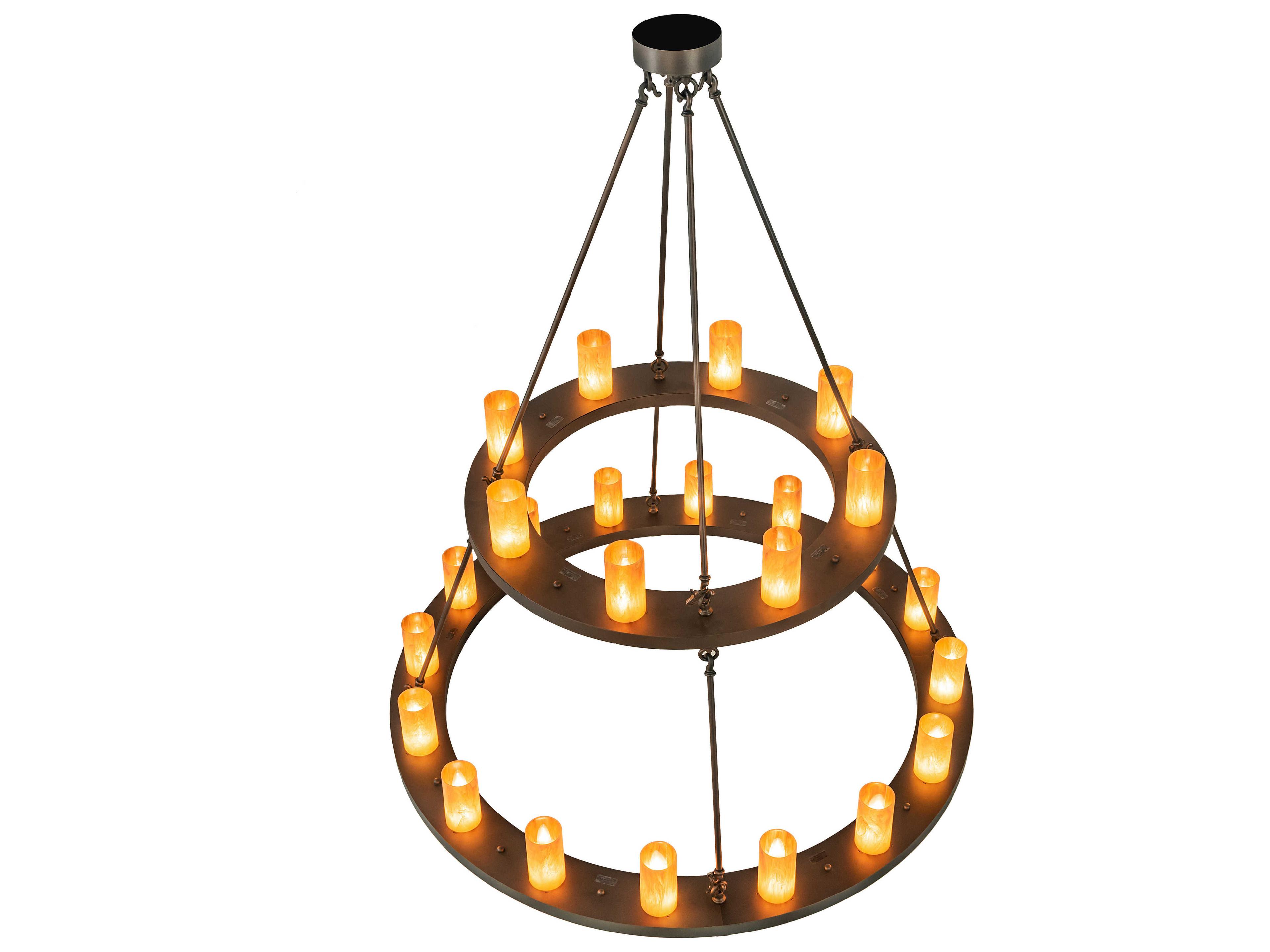 Meyda Loxley 24-Light Mahogany Bronze Brown Cylinder Round Chandelier