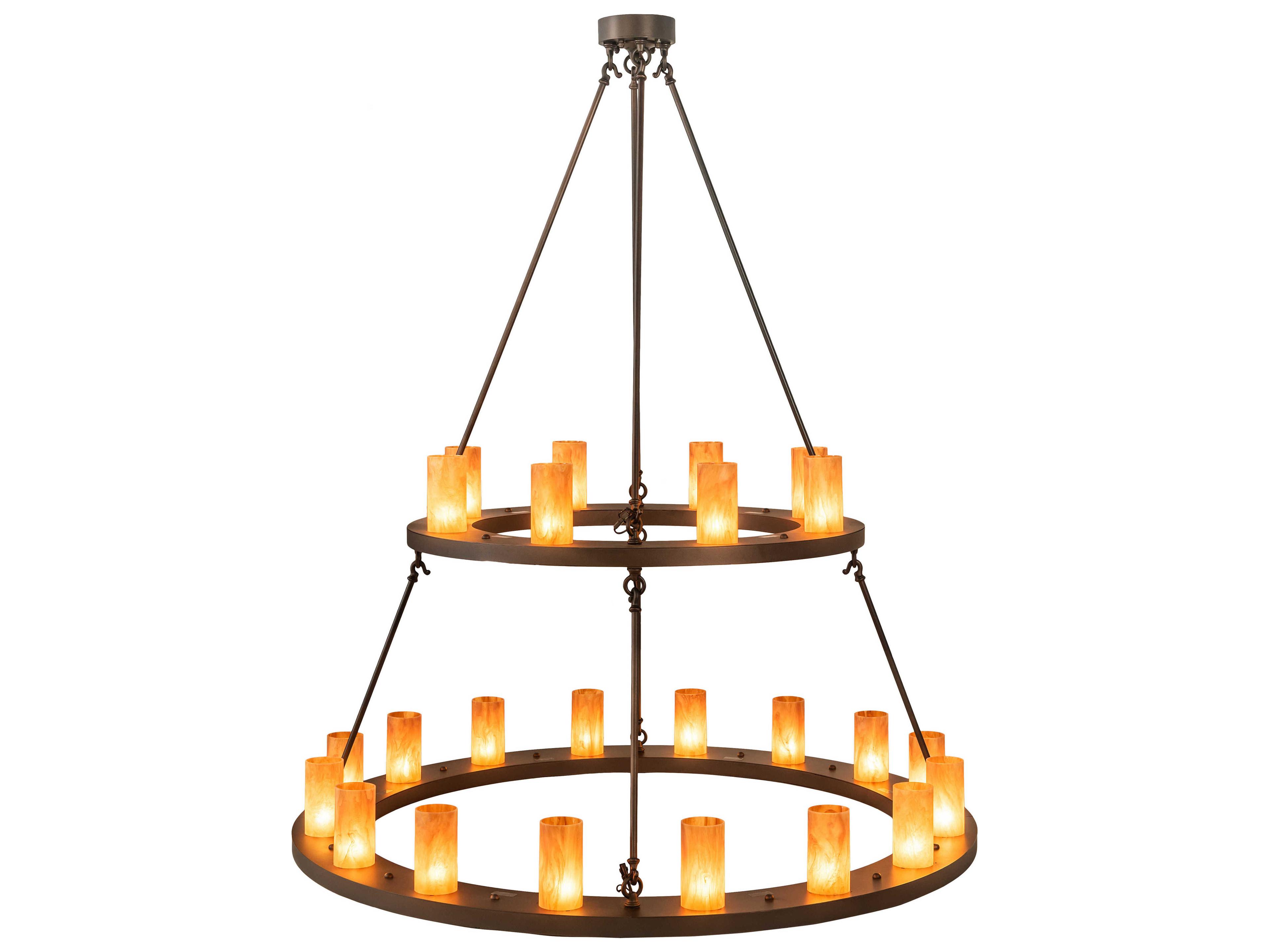 Meyda Loxley 24-Light Mahogany Bronze Brown Cylinder Round Chandelier