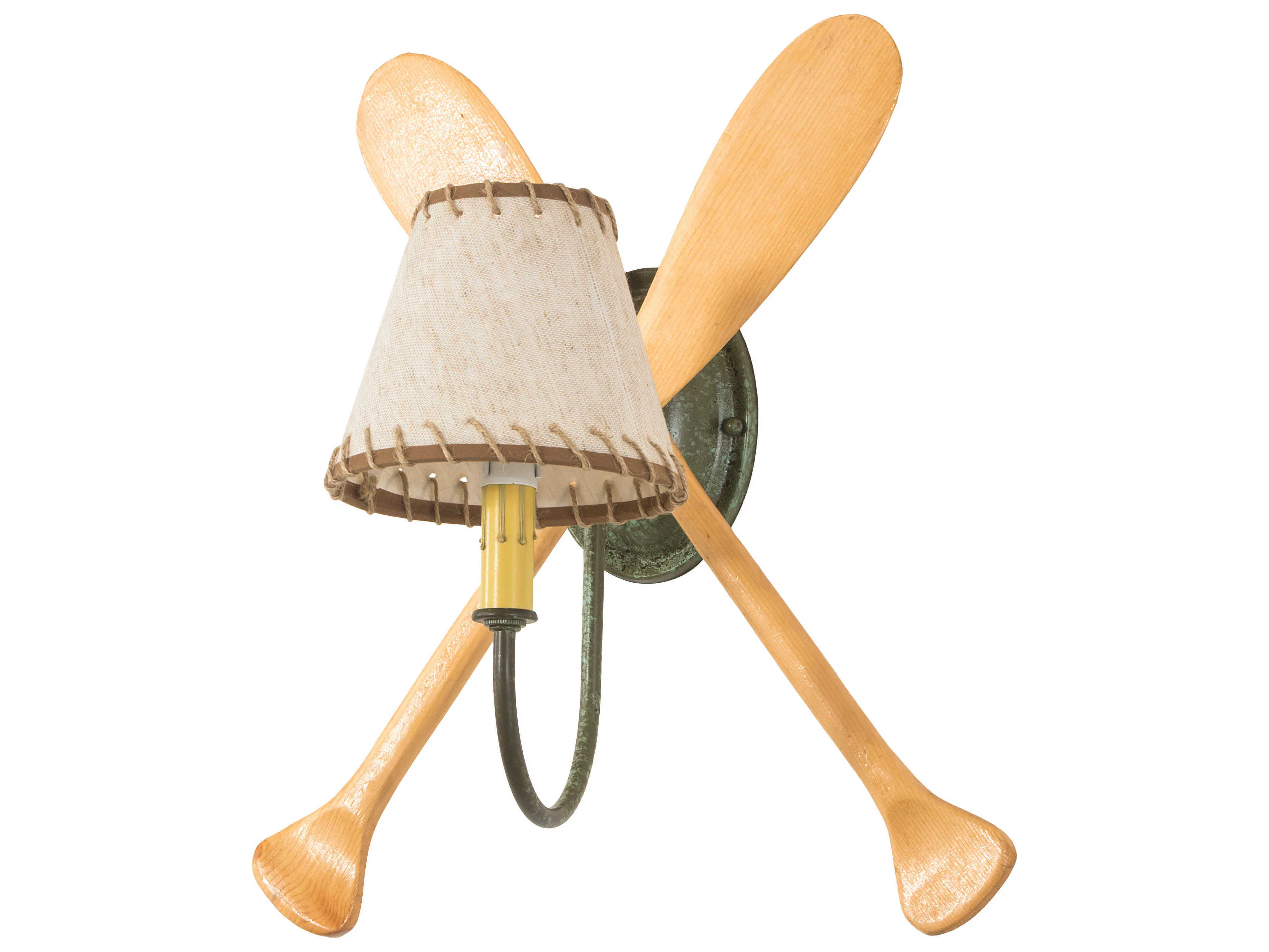 Meyda Paddle 1-Light Natural Wood Tarnished Copper Brown Wall Sconce