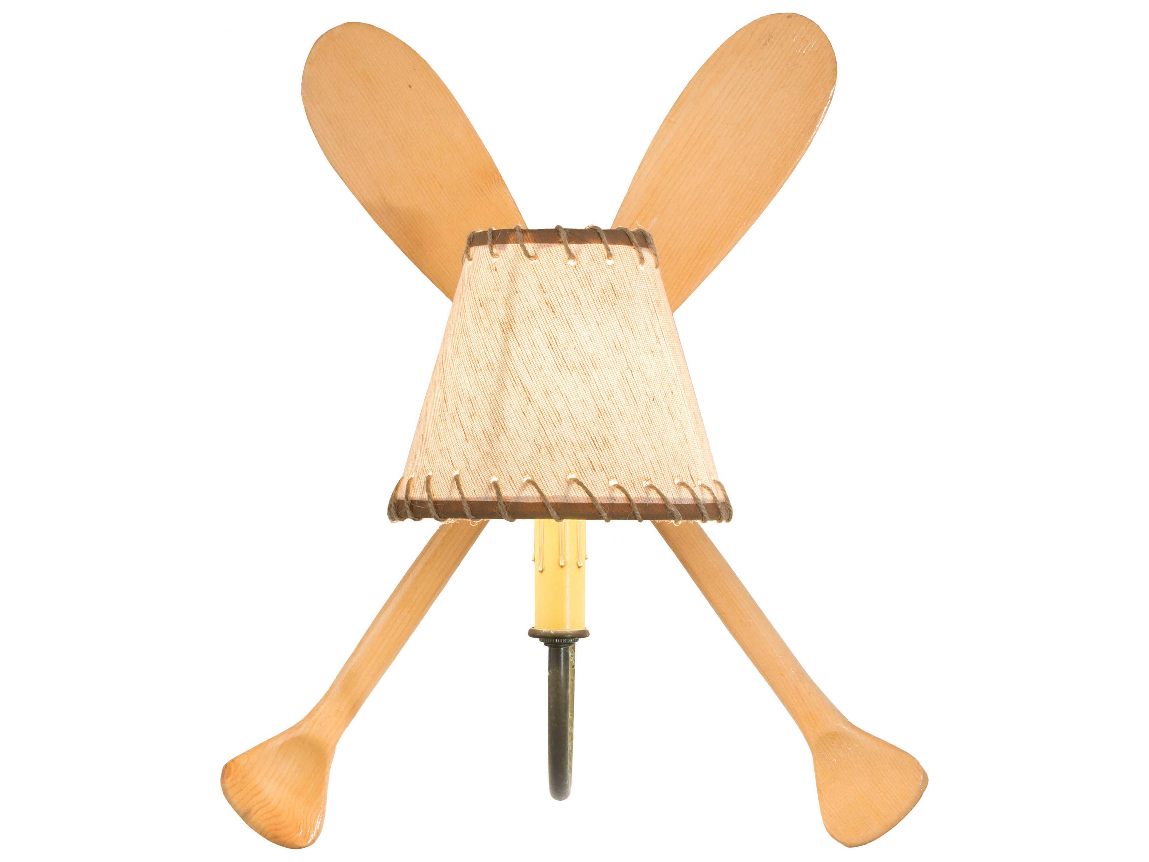 Meyda Paddle 1-Light Natural Wood Tarnished Copper Brown Wall Sconce