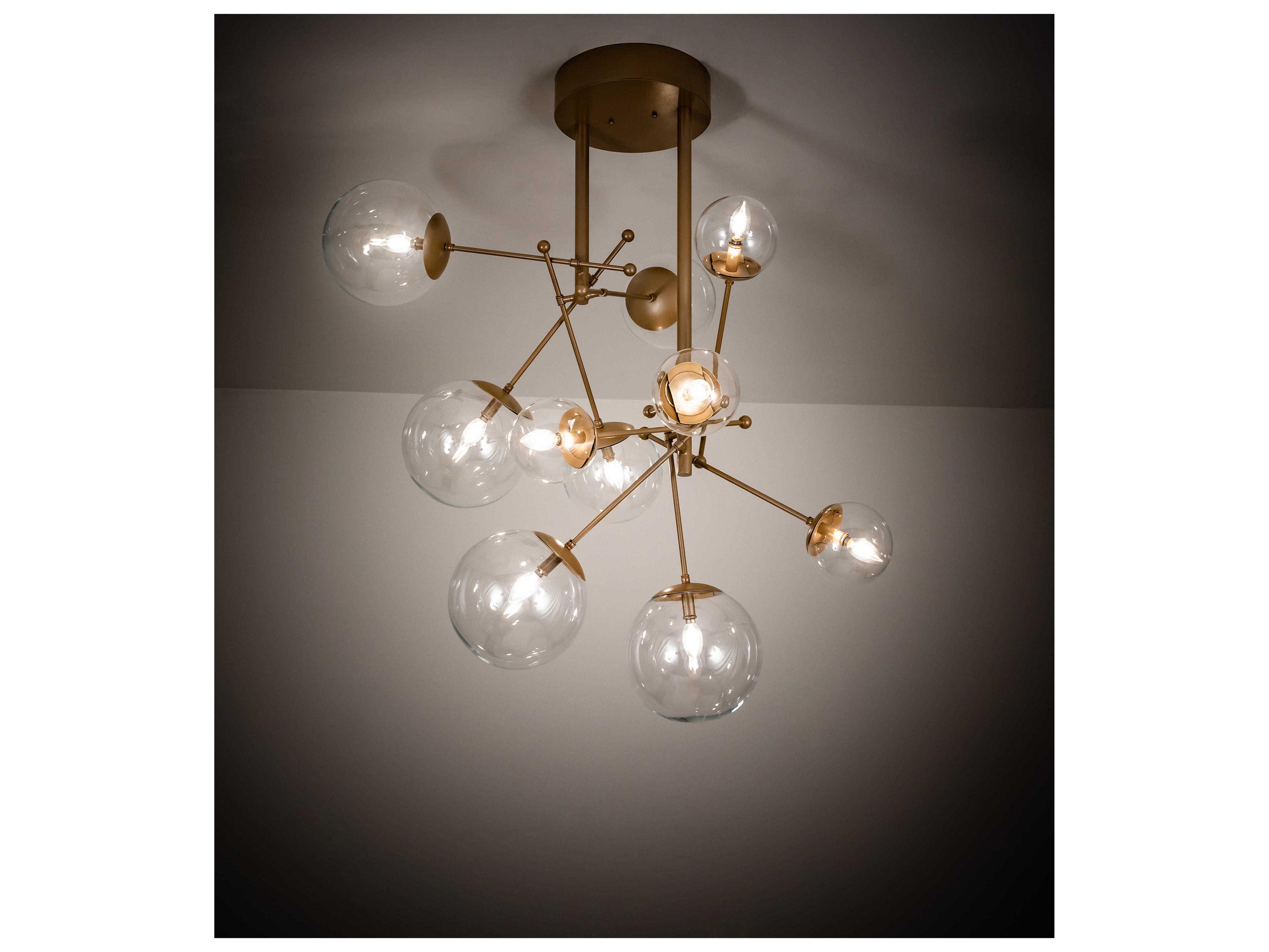 Meyda Bola 10-Light Champagne Metallic Clear Glass LED Globe Sputnik Chandelier