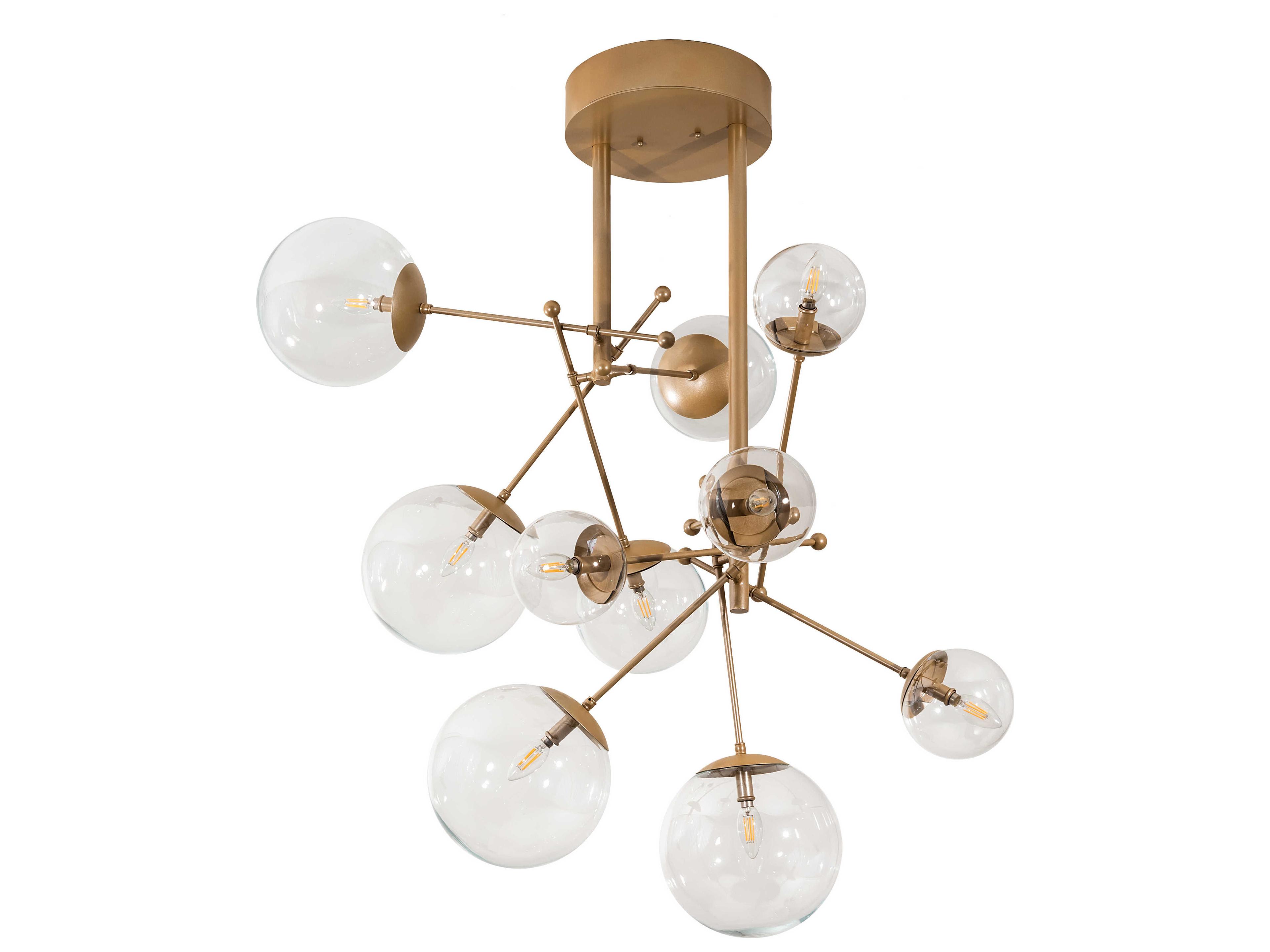 Meyda Bola 10-Light Champagne Metallic Clear Glass LED Globe Sputnik Chandelier