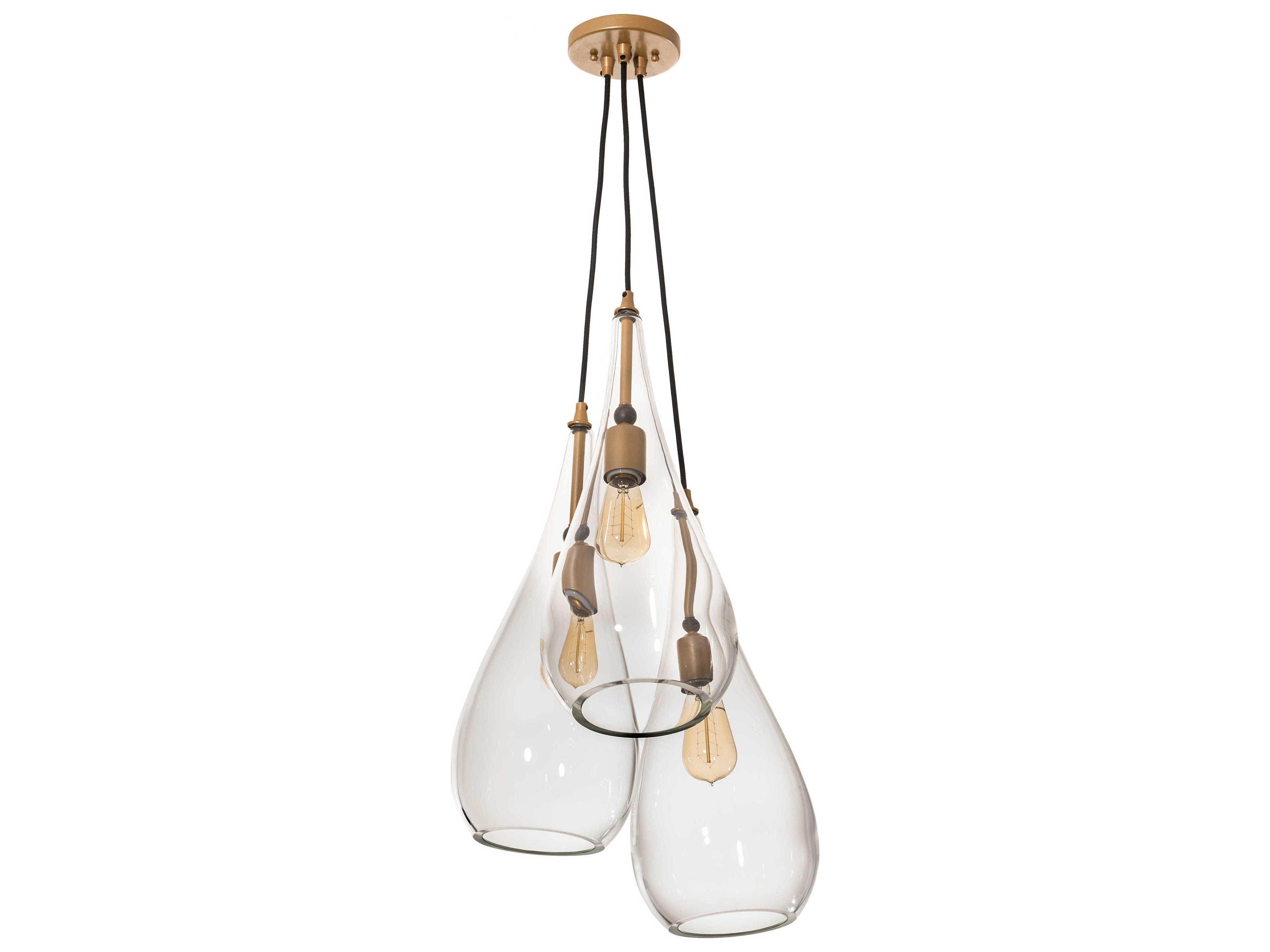 Meyda Madari 3-Light Clear Gold Glass Bell Pendant
