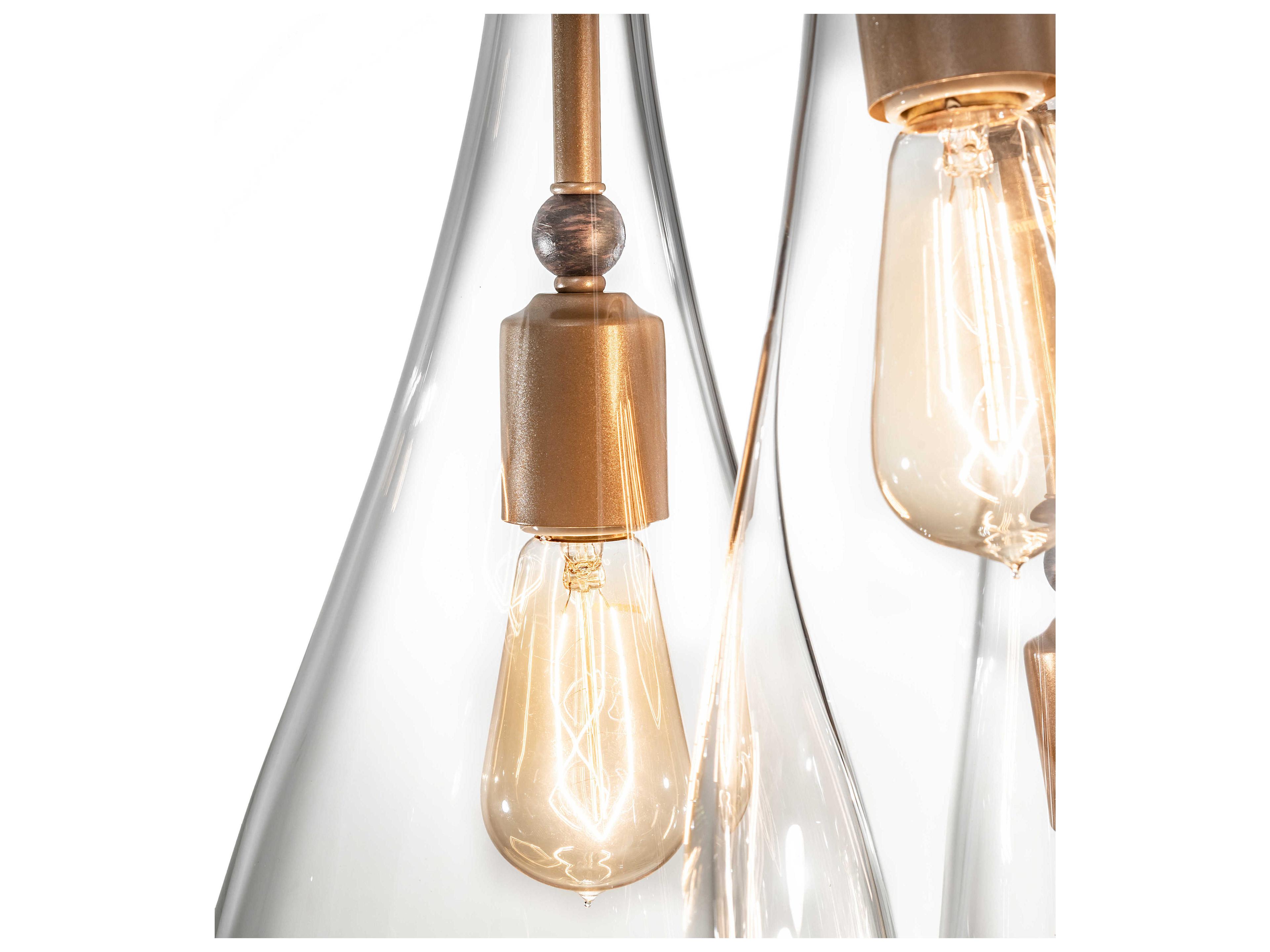 Meyda Madari 3-Light Clear Gold Glass Bell Pendant