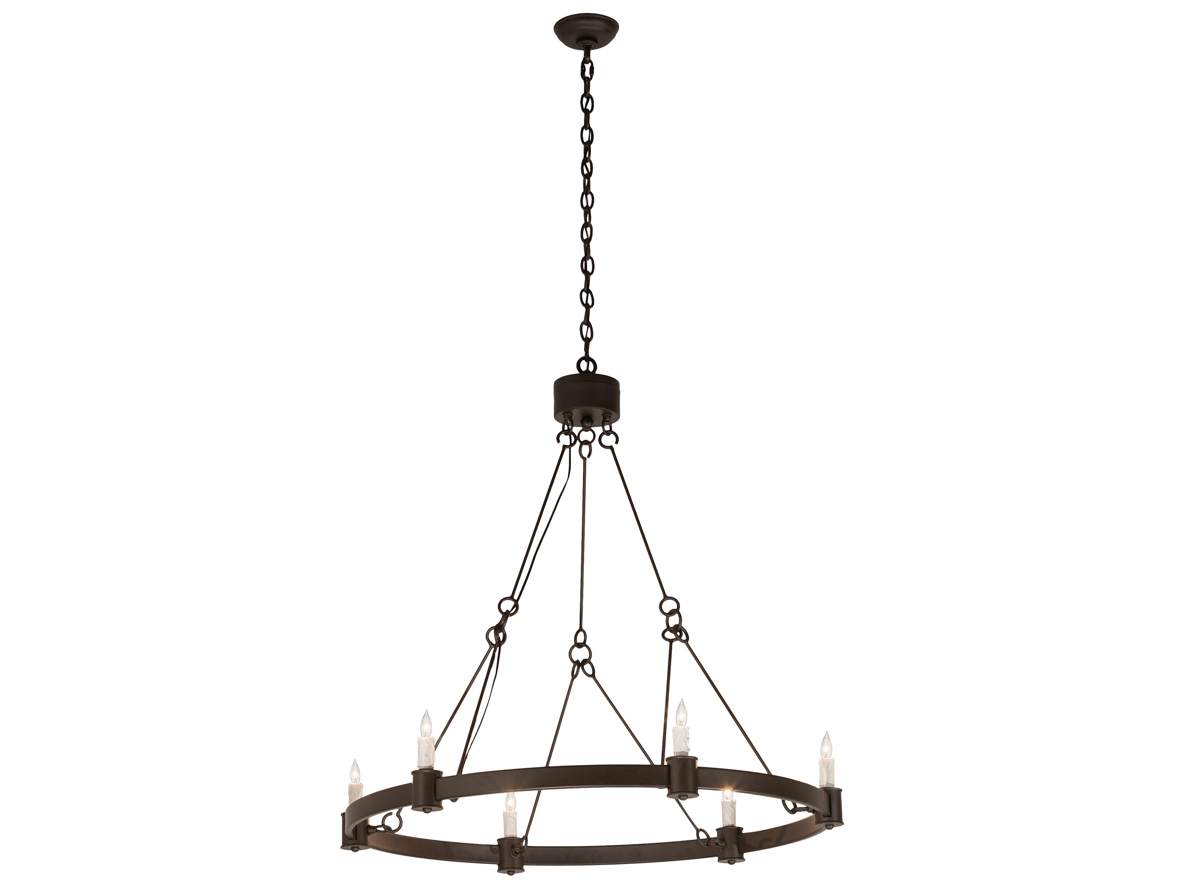 Meyda Kenosha 6-Light Oil Rubbed Bronze White Candelabra Round Chandelier