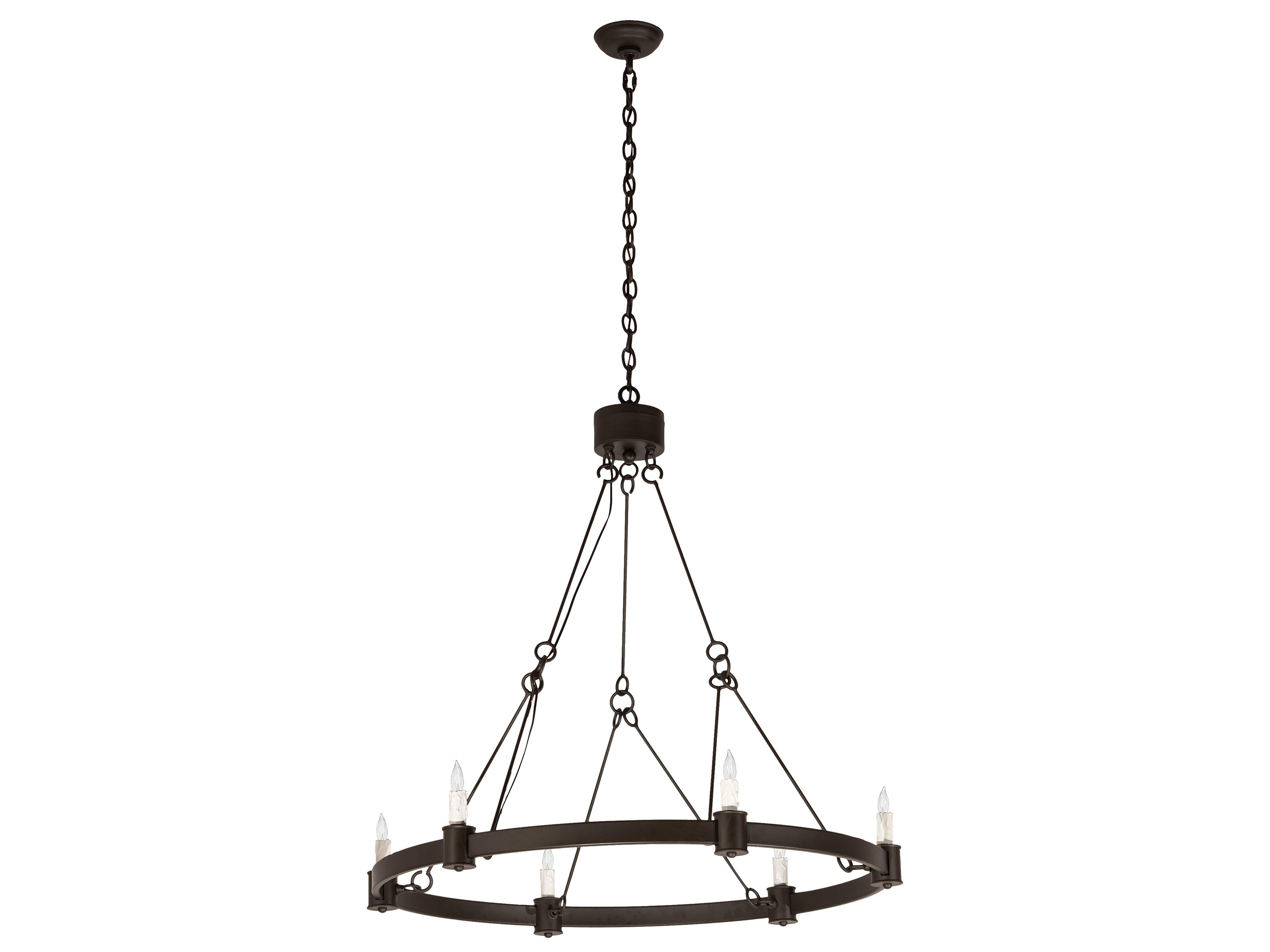 Meyda Kenosha 6-Light Oil Rubbed Bronze White Candelabra Round Chandelier