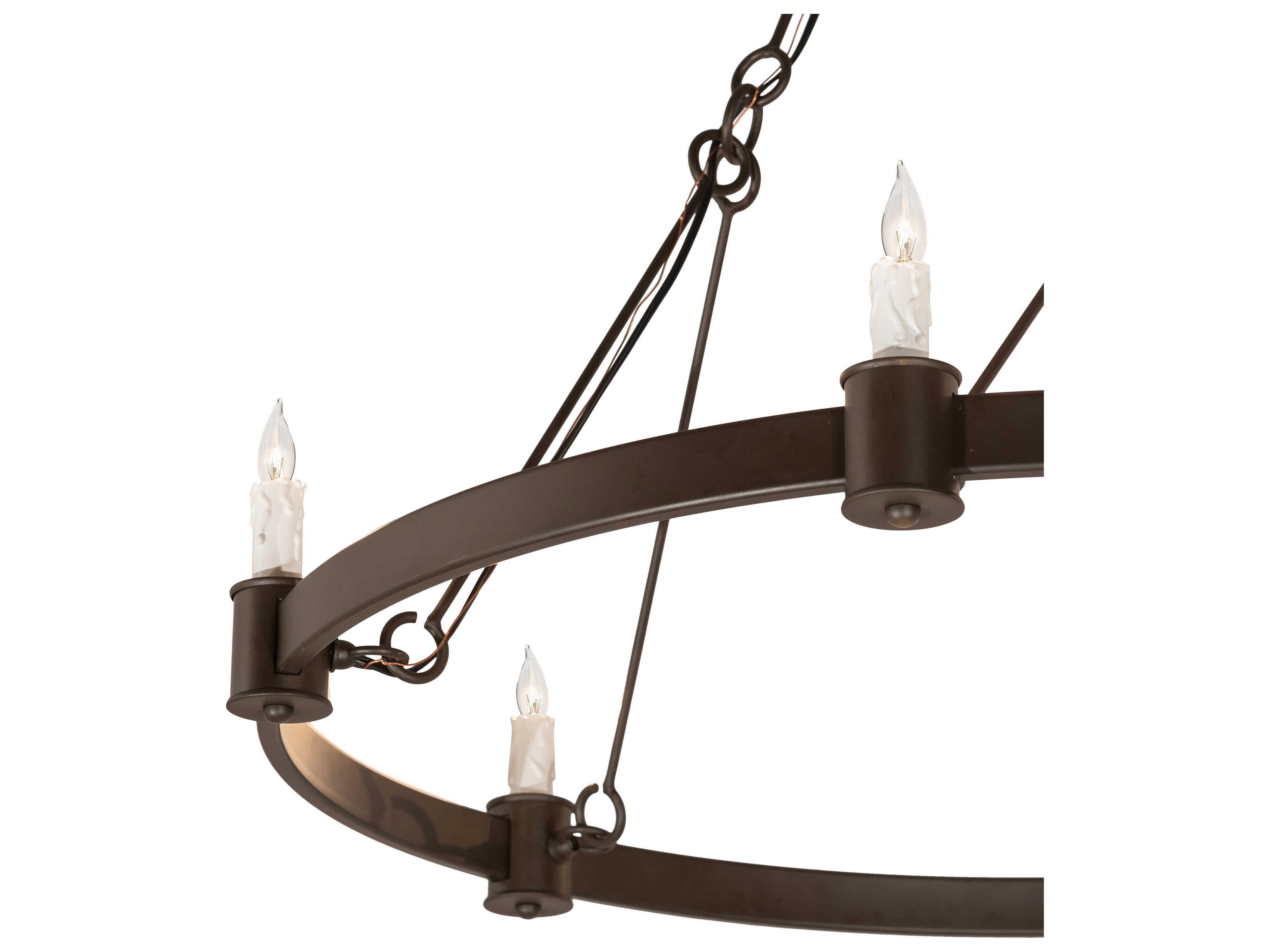 Meyda Kenosha 6-Light Oil Rubbed Bronze White Candelabra Round Chandelier