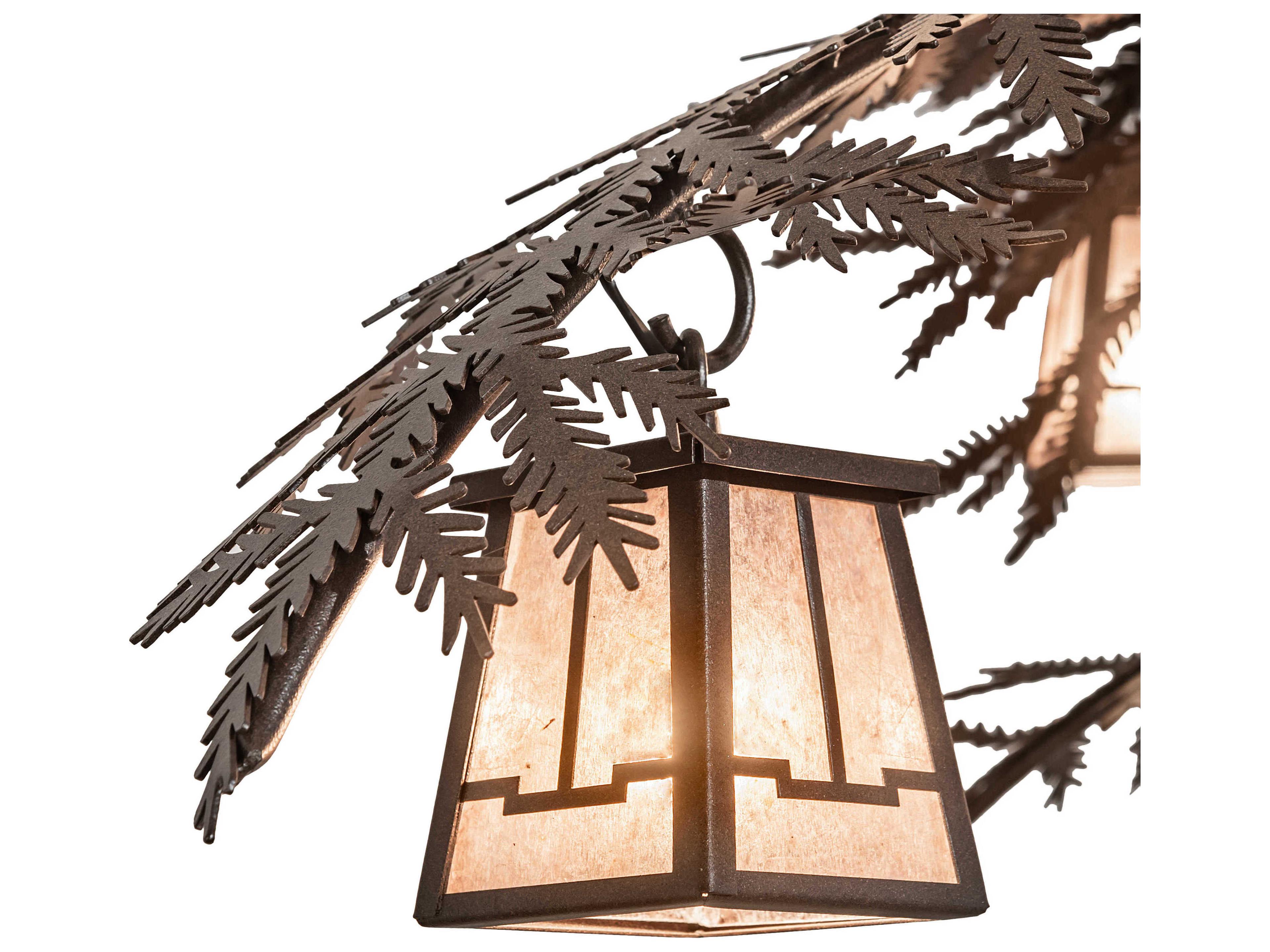 Meyda Pine Branch Valley View 12 3-Light Brown Lantern Island Pendant