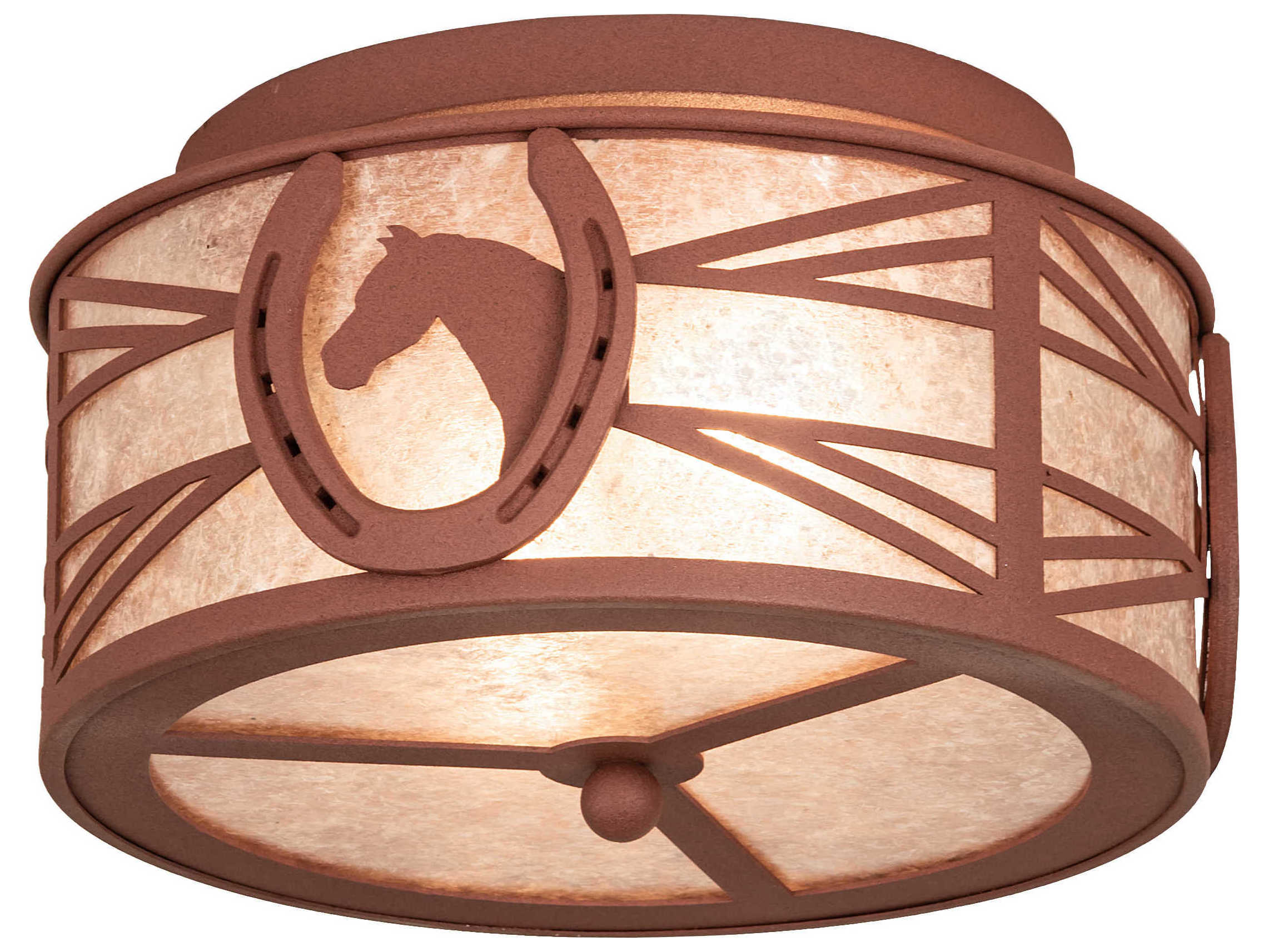 Meyda Horseshoe 2-Light Rust Brown Drum Flush Mount