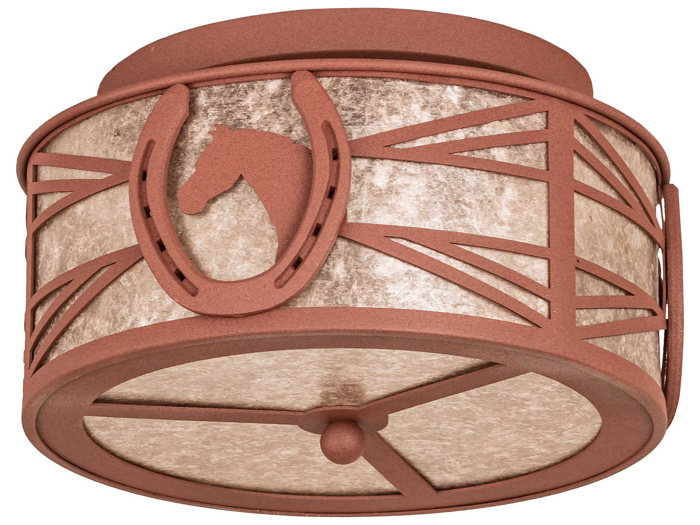 Meyda Horseshoe 2-Light Rust Brown Drum Flush Mount