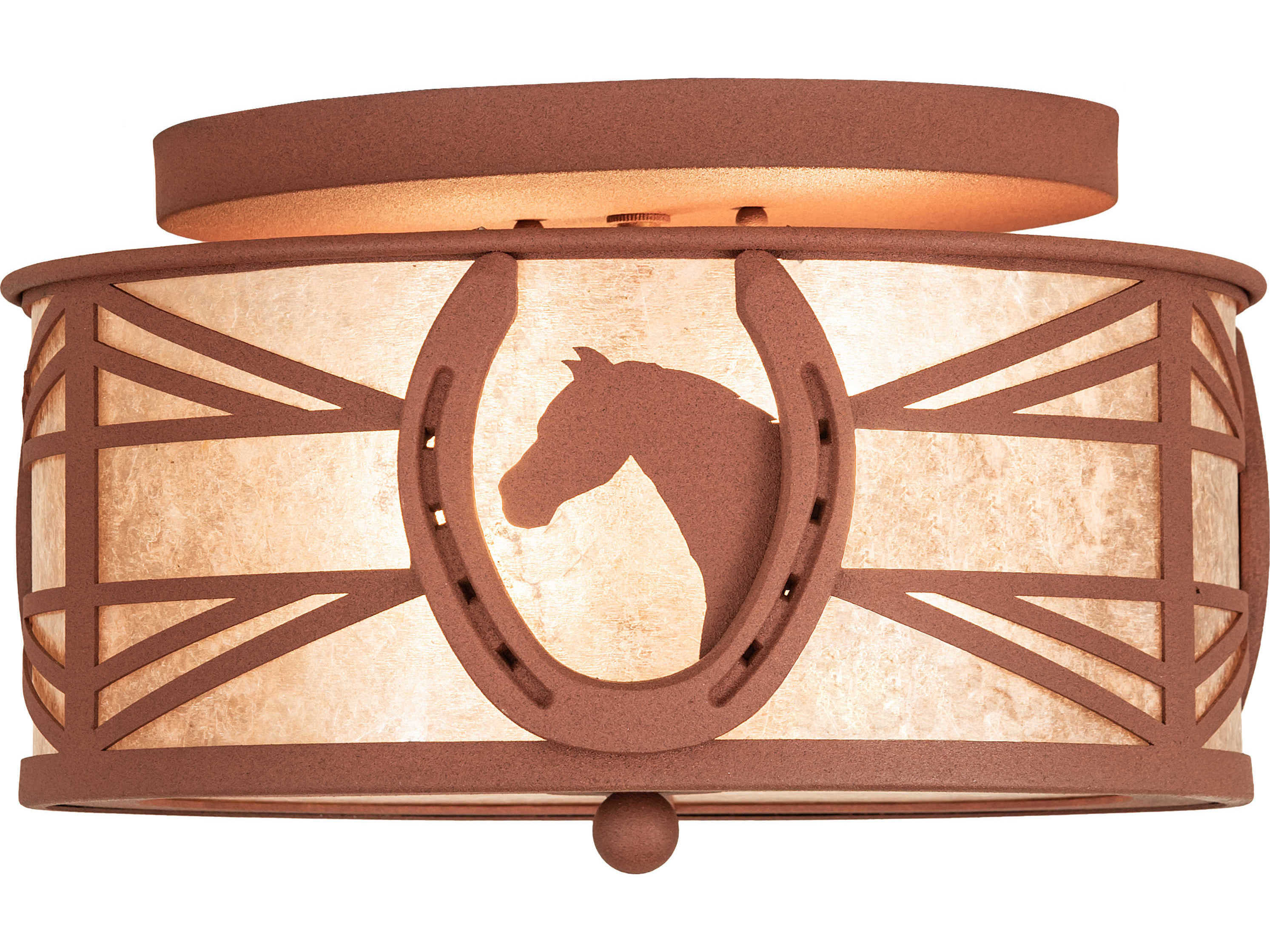 Meyda Horseshoe 2-Light Rust Brown Drum Flush Mount