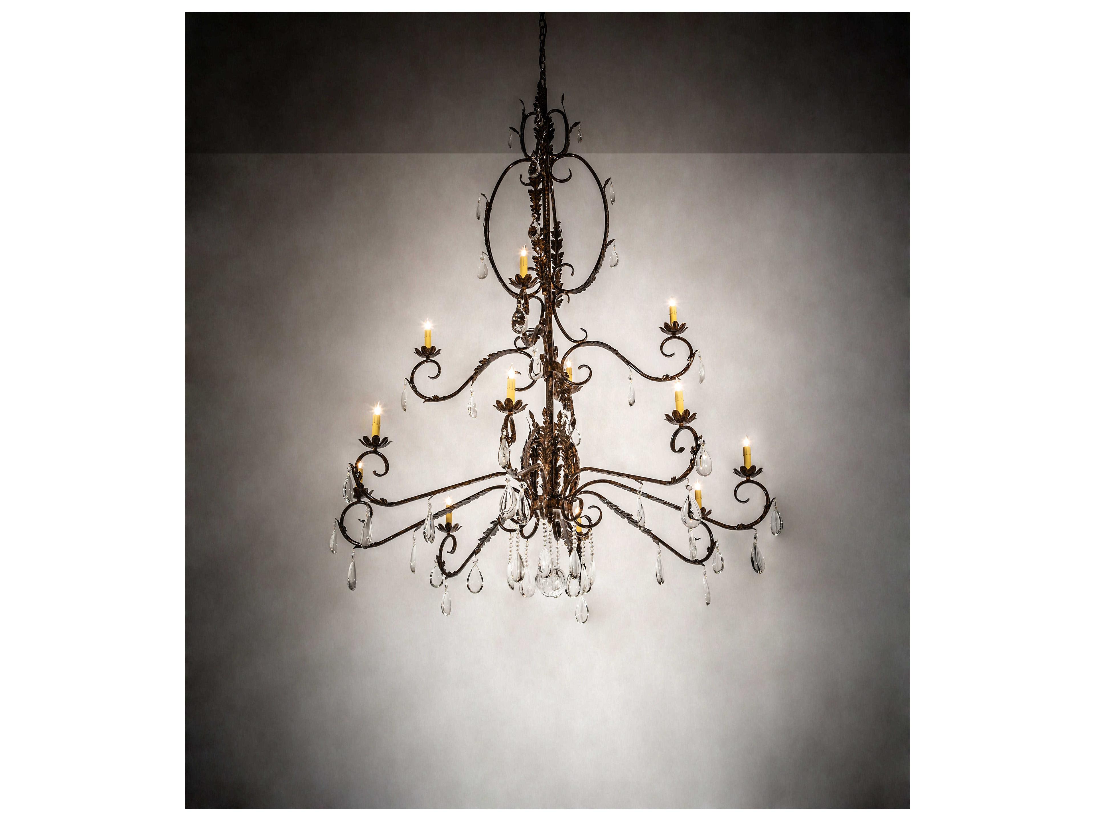 Meyda Valentina 12-Light Oxide Bronze Custom Crystal Candelabra Tiered Chandelier