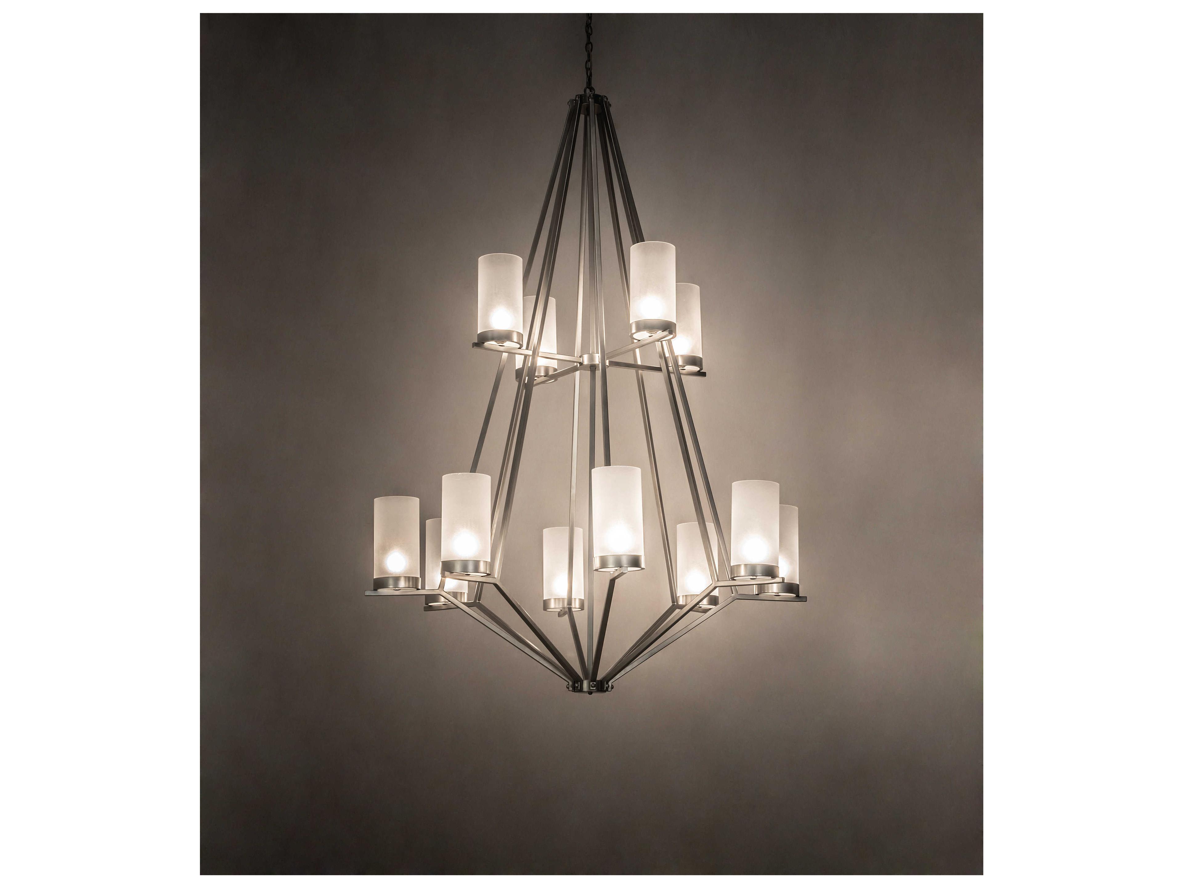 Meyda Galen 12-Light Nickel White Cylinder Chandelier