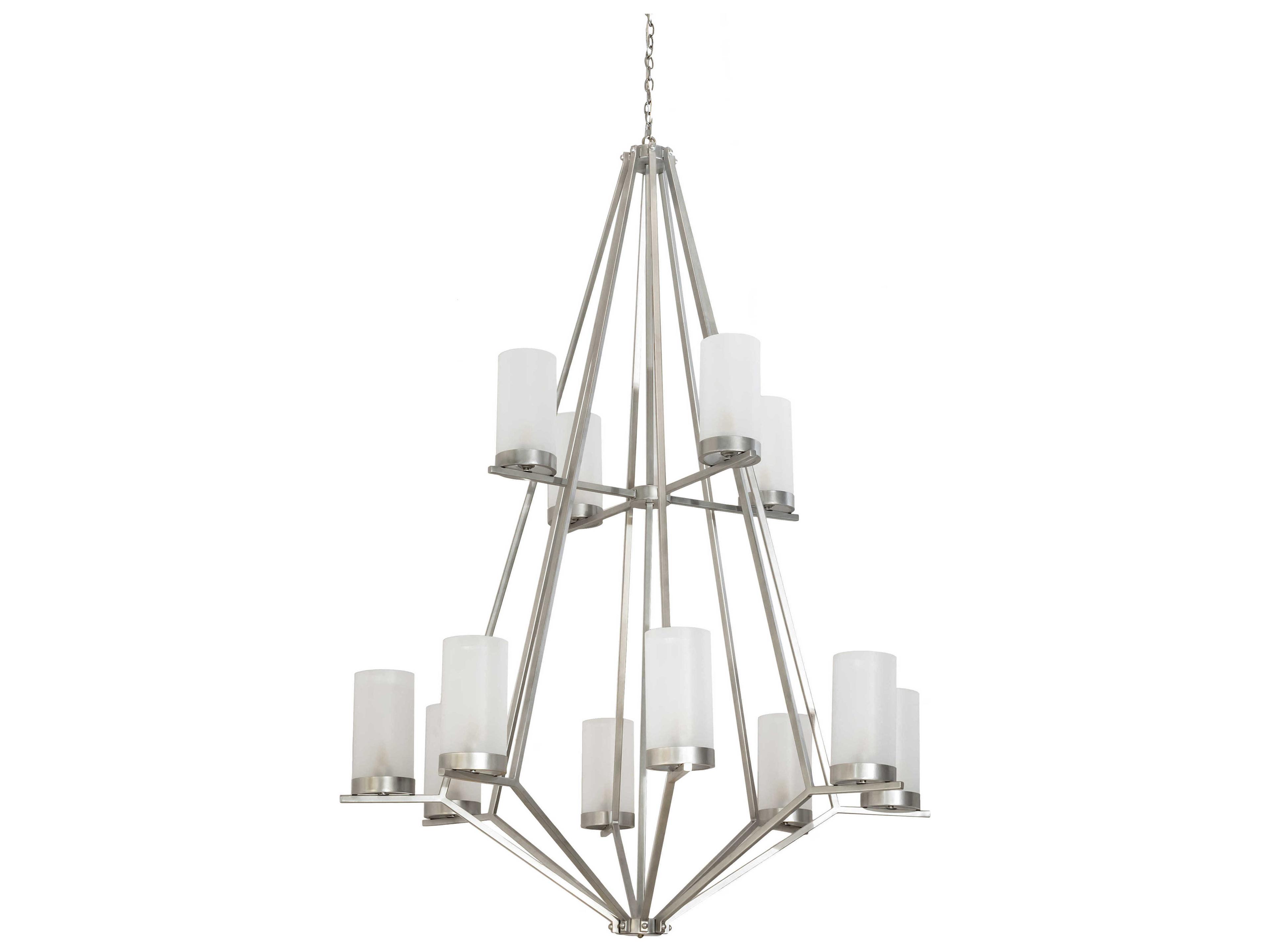 Meyda Galen 12-Light Nickel White Cylinder Chandelier
