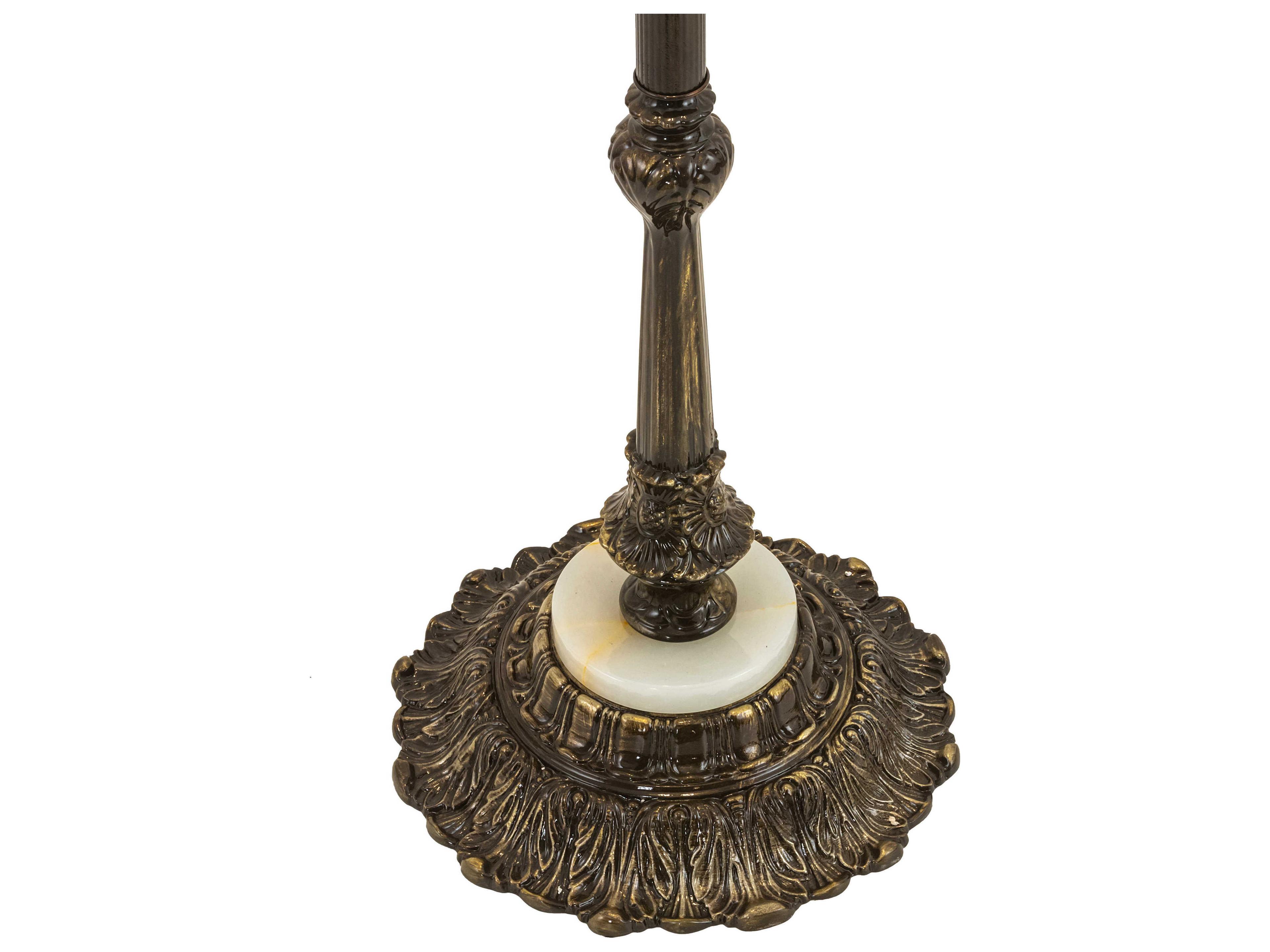 Meyda Elizabeth Glass Tiffany Antique Brass Blue Floor Lamp