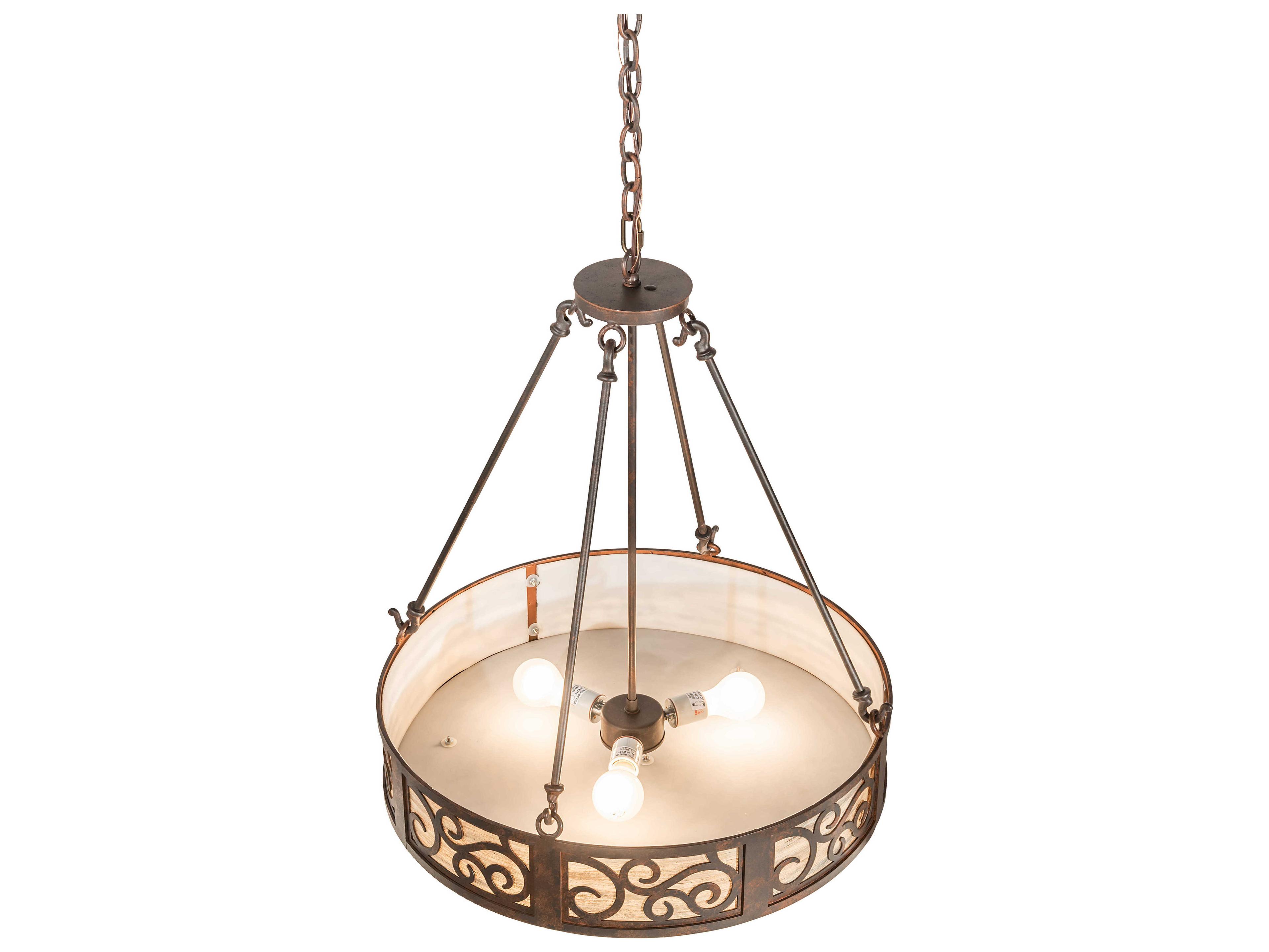 Meyda Dean 3-Light Cajun Spice Brown Drum Pendant
