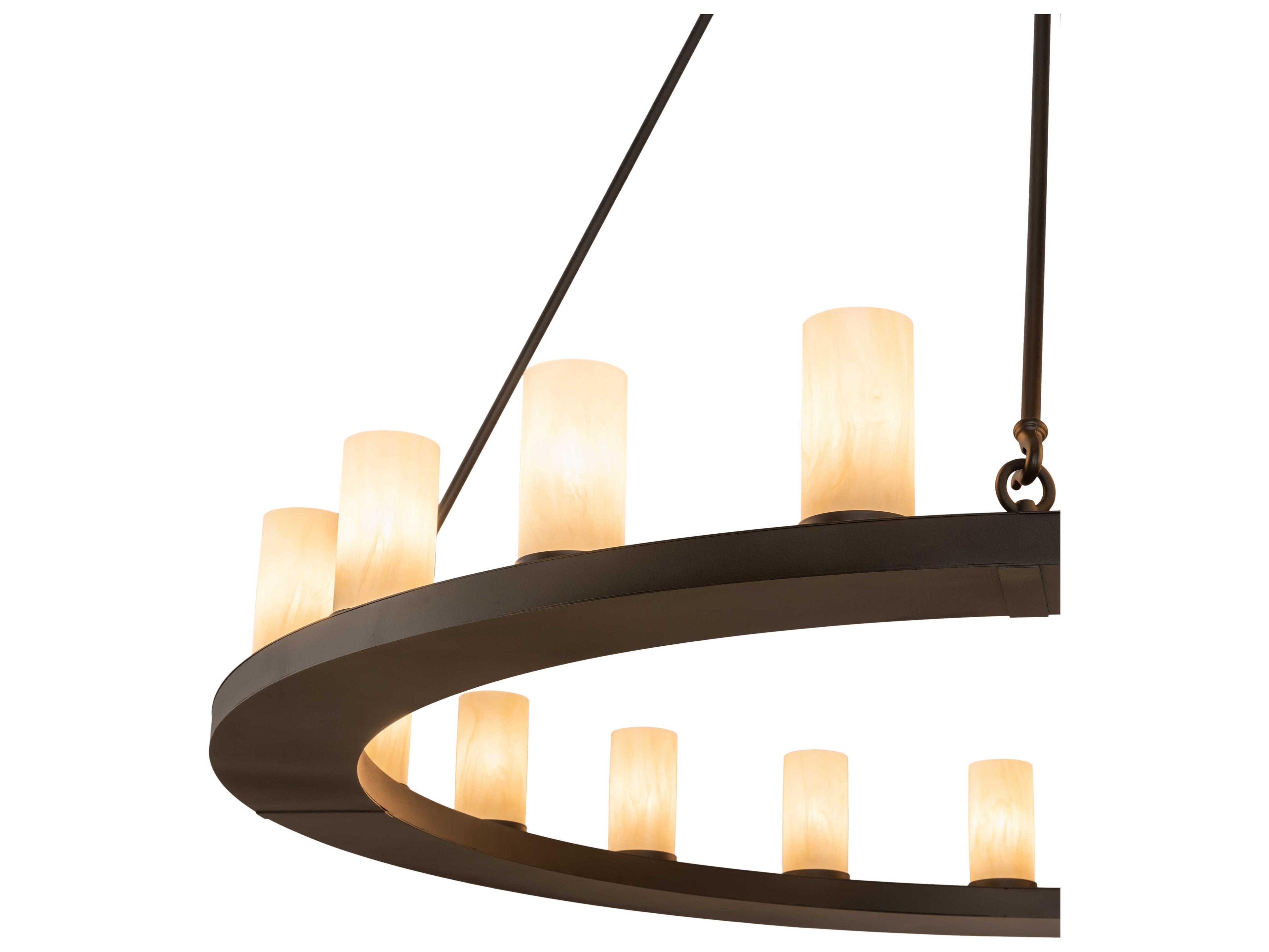 Meyda Loxley 20-Light Oil Rubbed Bronze Off White Cylinder Round Chandelier
