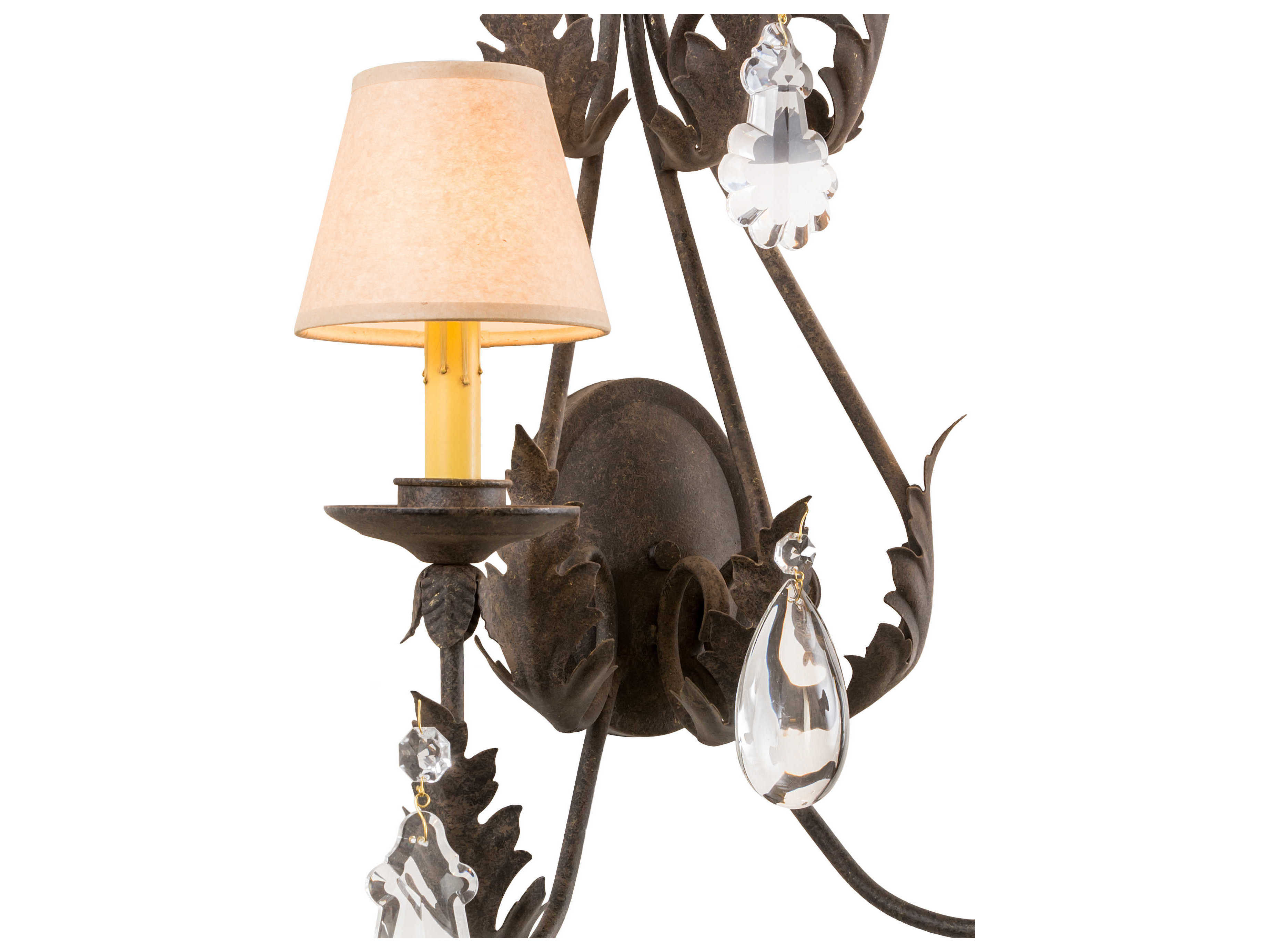 Meyda French Elegance 2-Light Chocolate Beige Clear Black Crystal Glass Wall Sconce