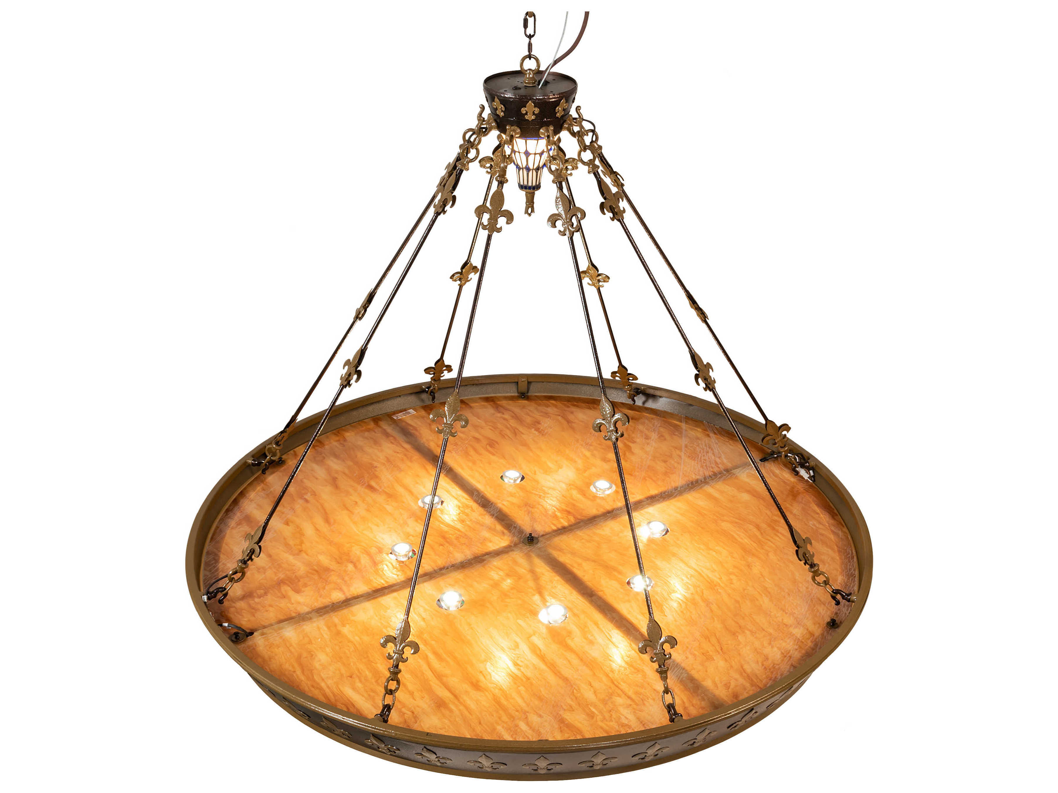 Meyda Fleur-de-lis 10 8 2-Light Blue Glass LED Bowl Pendant