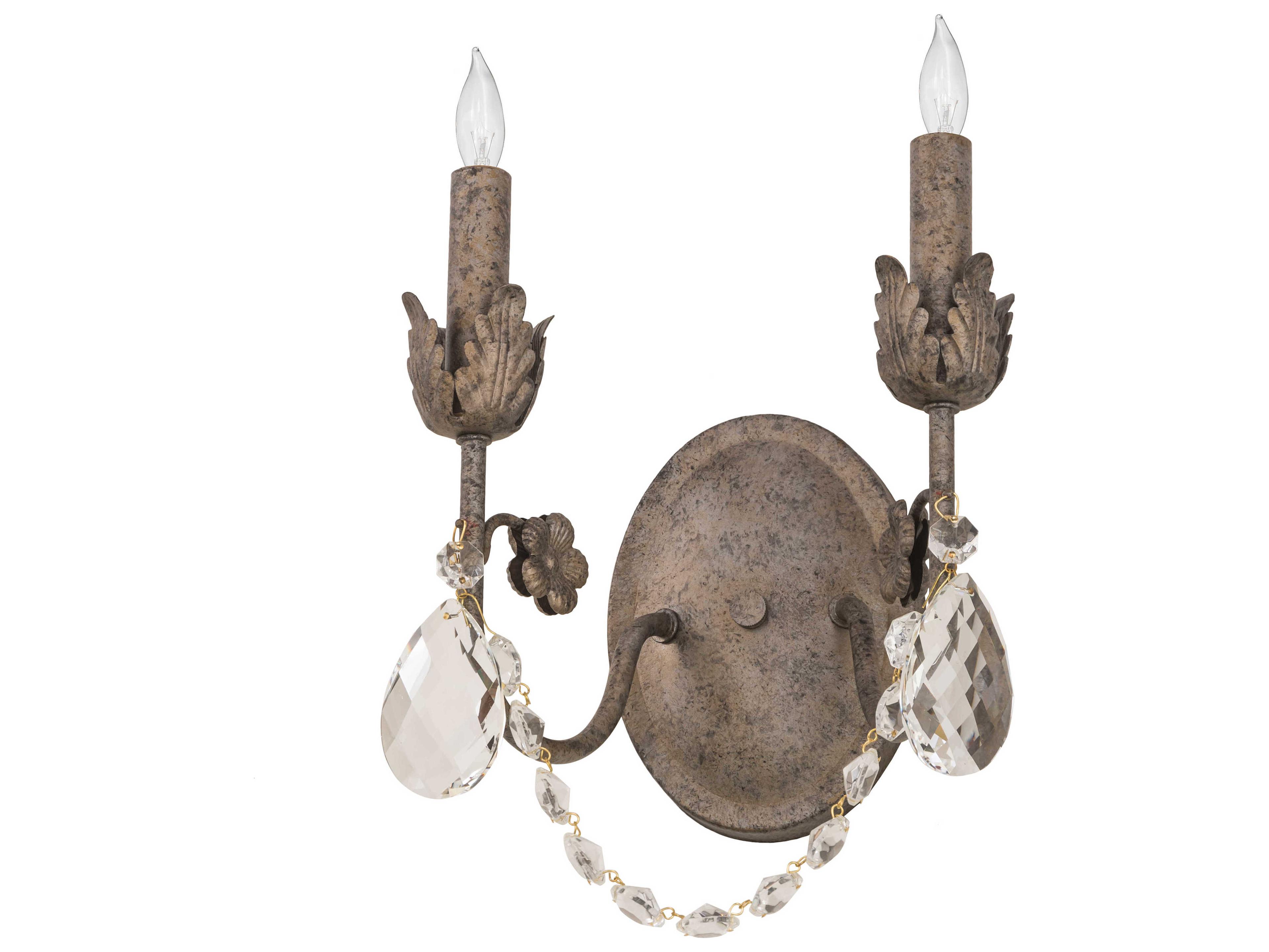 Meyda Antonia 2-Light Corinth Brown Crystal Wall Sconce