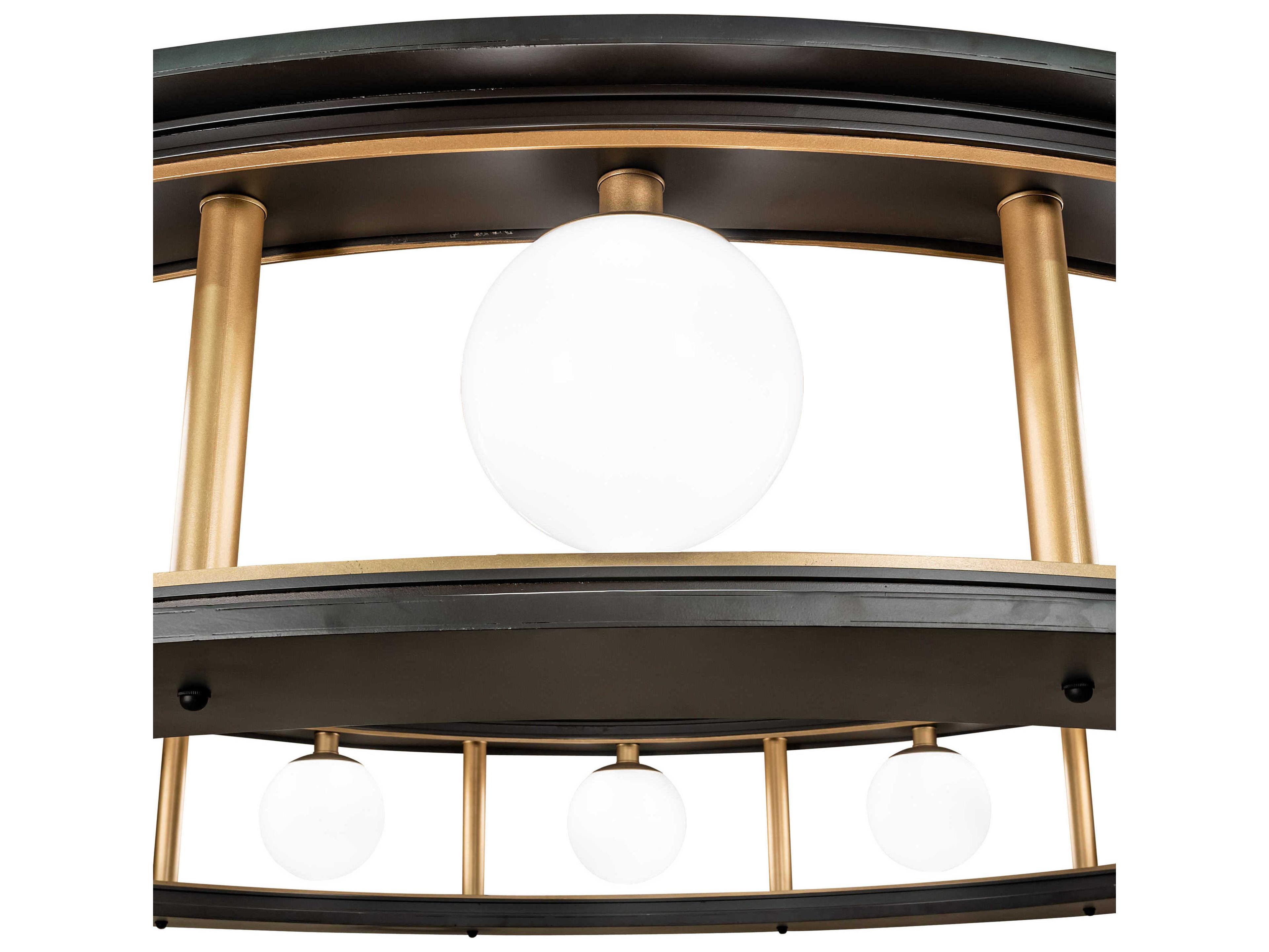 Meyda Reginald 12-Light Weathered Brass Gold Glass LED Globe Round Pendant