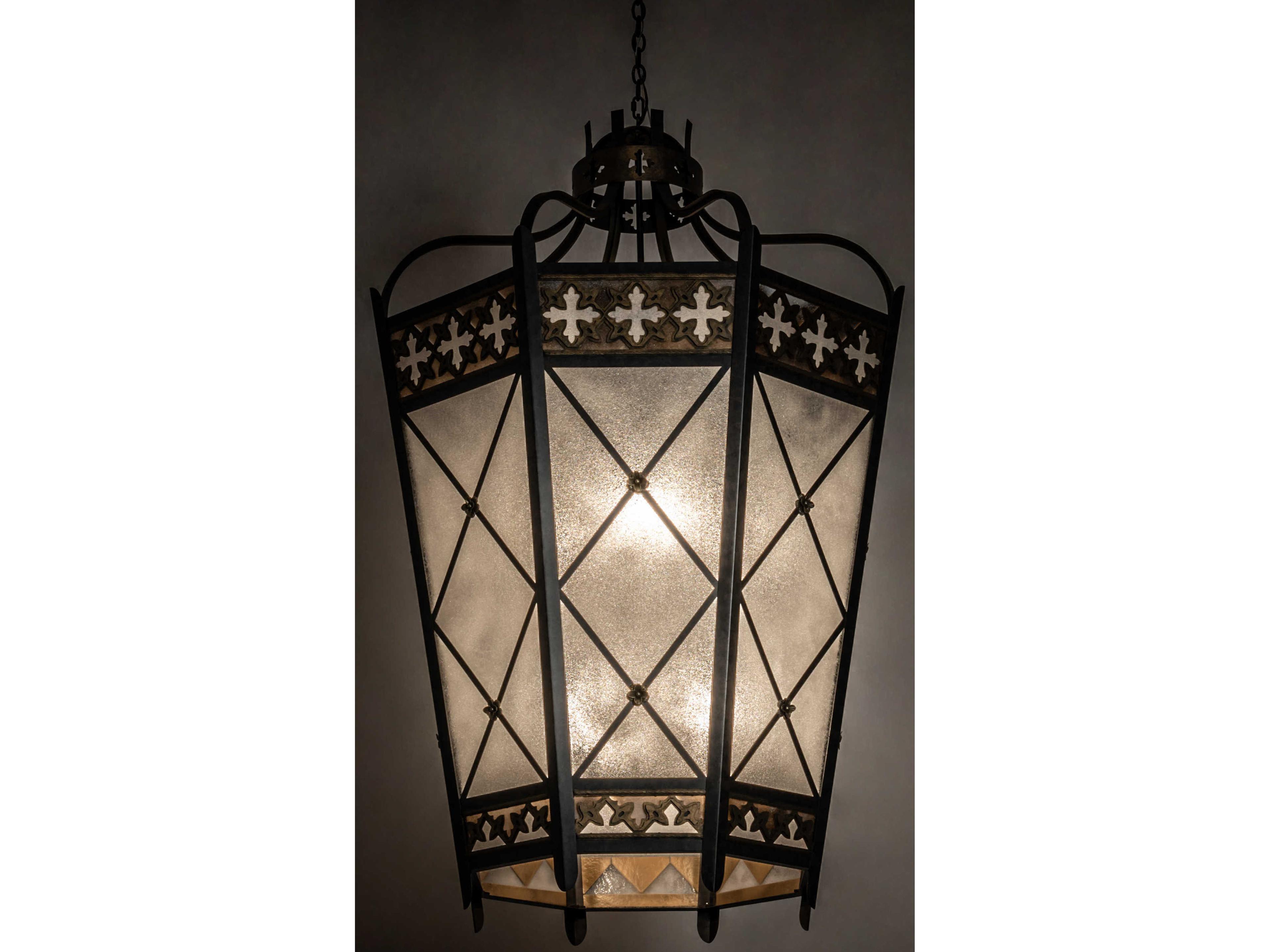 Meyda Citadel 8-Light Gold Glass Pendant