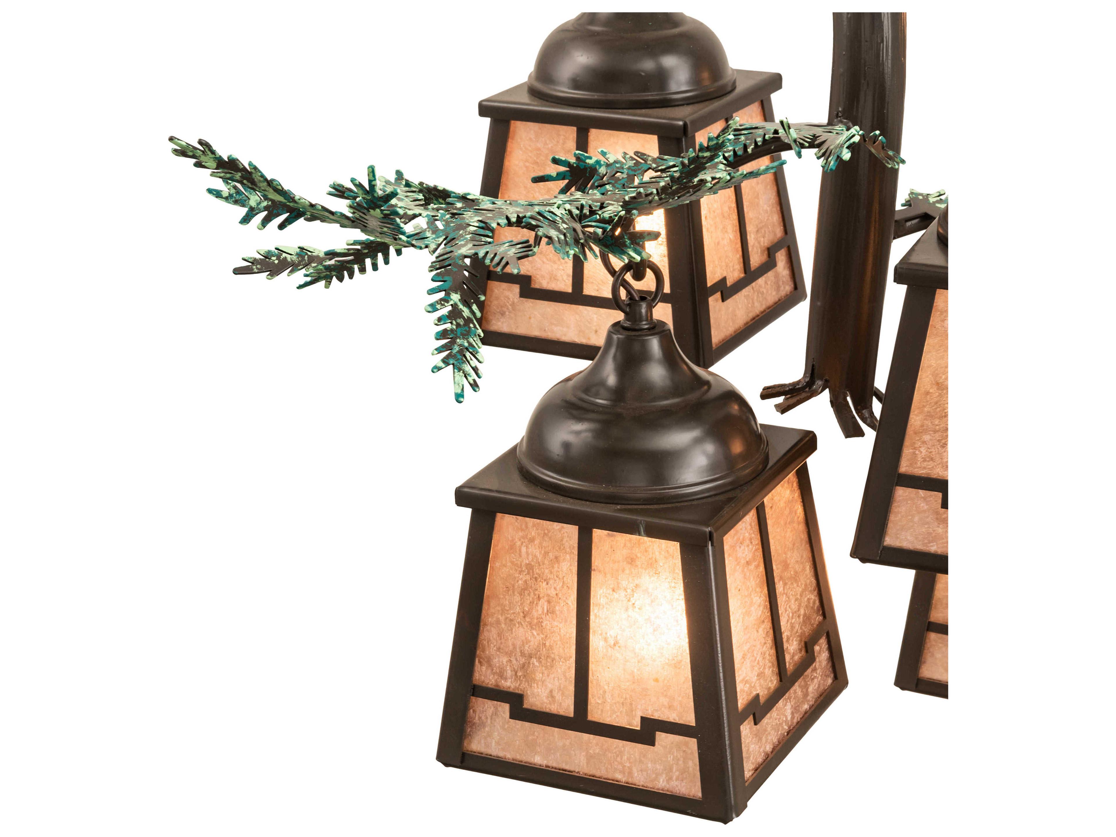 Meyda Pine Branch Valley View 5-Light Timeless Bronze Silver Lantern Chandelier