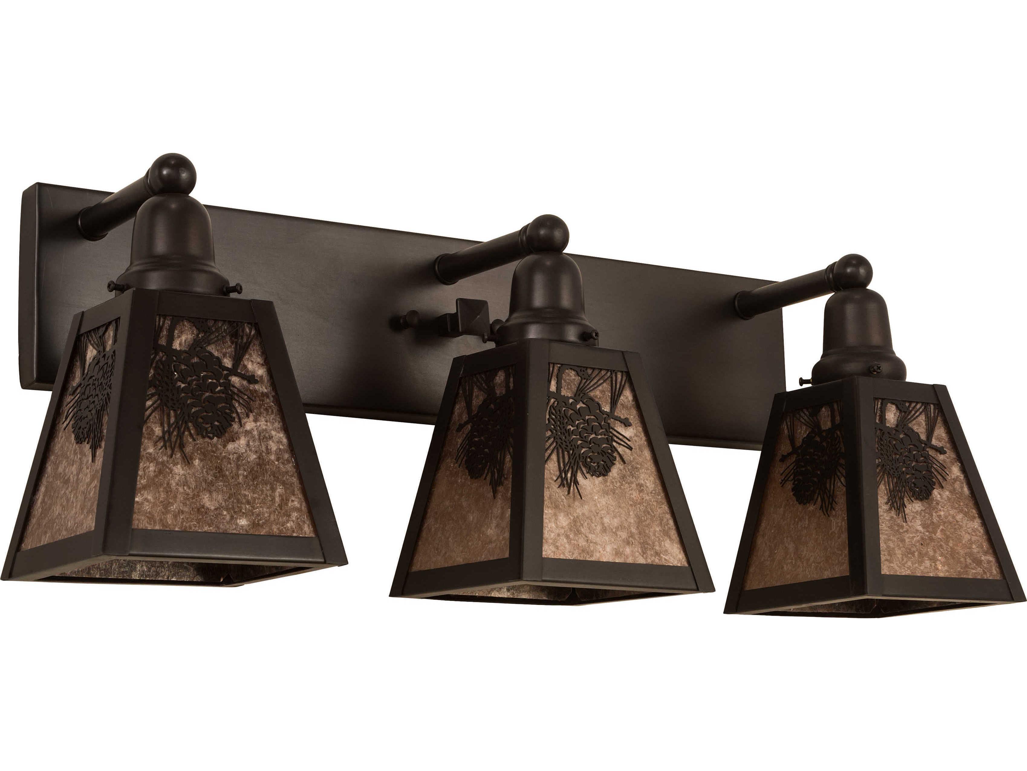 Meyda Pinecone 3-Light Craftsman Brown Silver Vanity Light