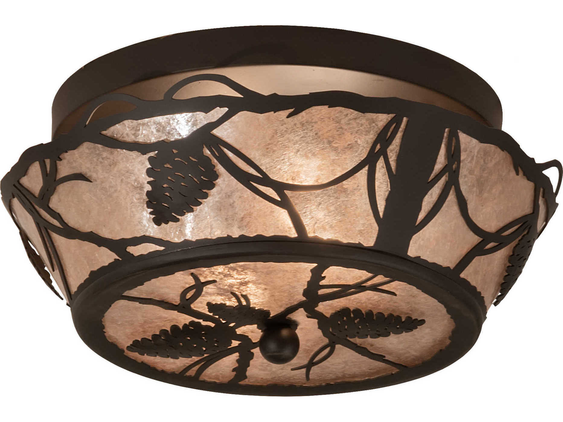 Meyda Whispering Pines 2-Light Oil Rubbed Bronze Silver LED Bowl Flush Mount