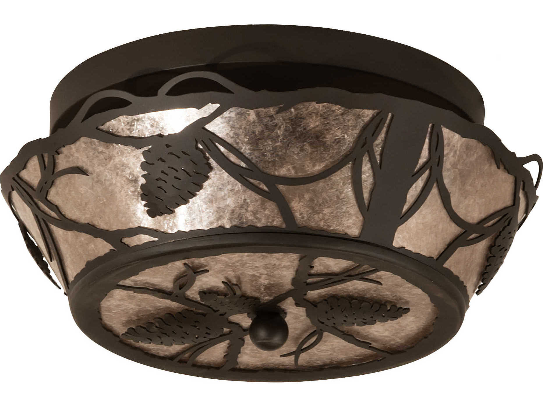 Meyda Whispering Pines 2-Light Oil Rubbed Bronze Silver LED Bowl Flush Mount