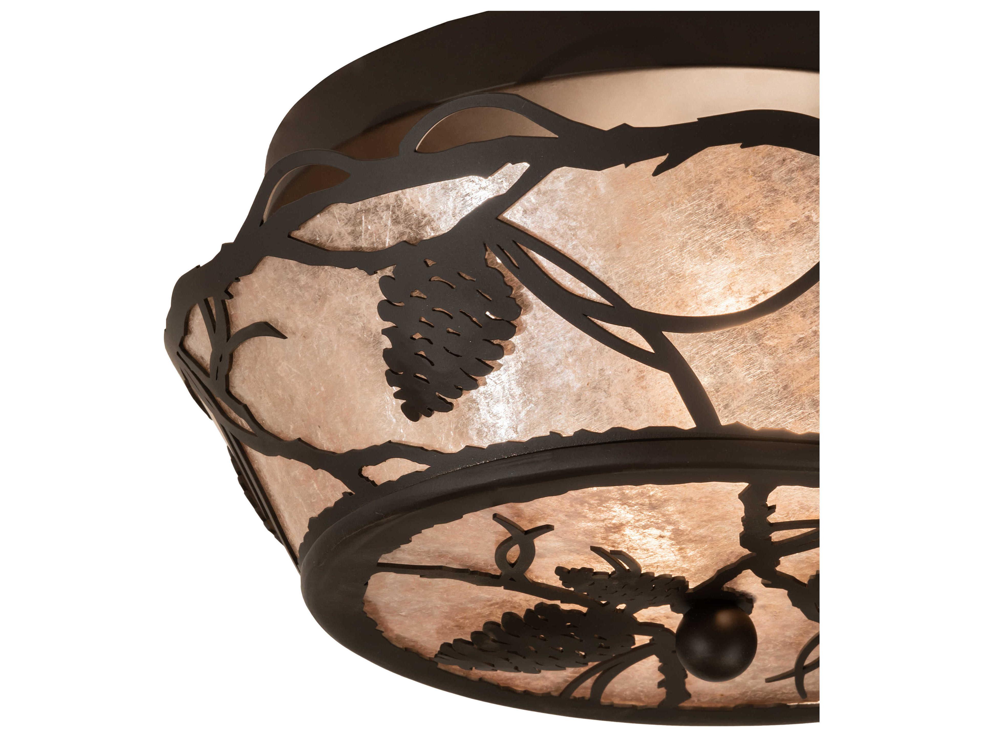 Meyda Whispering Pines 2-Light Oil Rubbed Bronze Silver LED Bowl Flush Mount