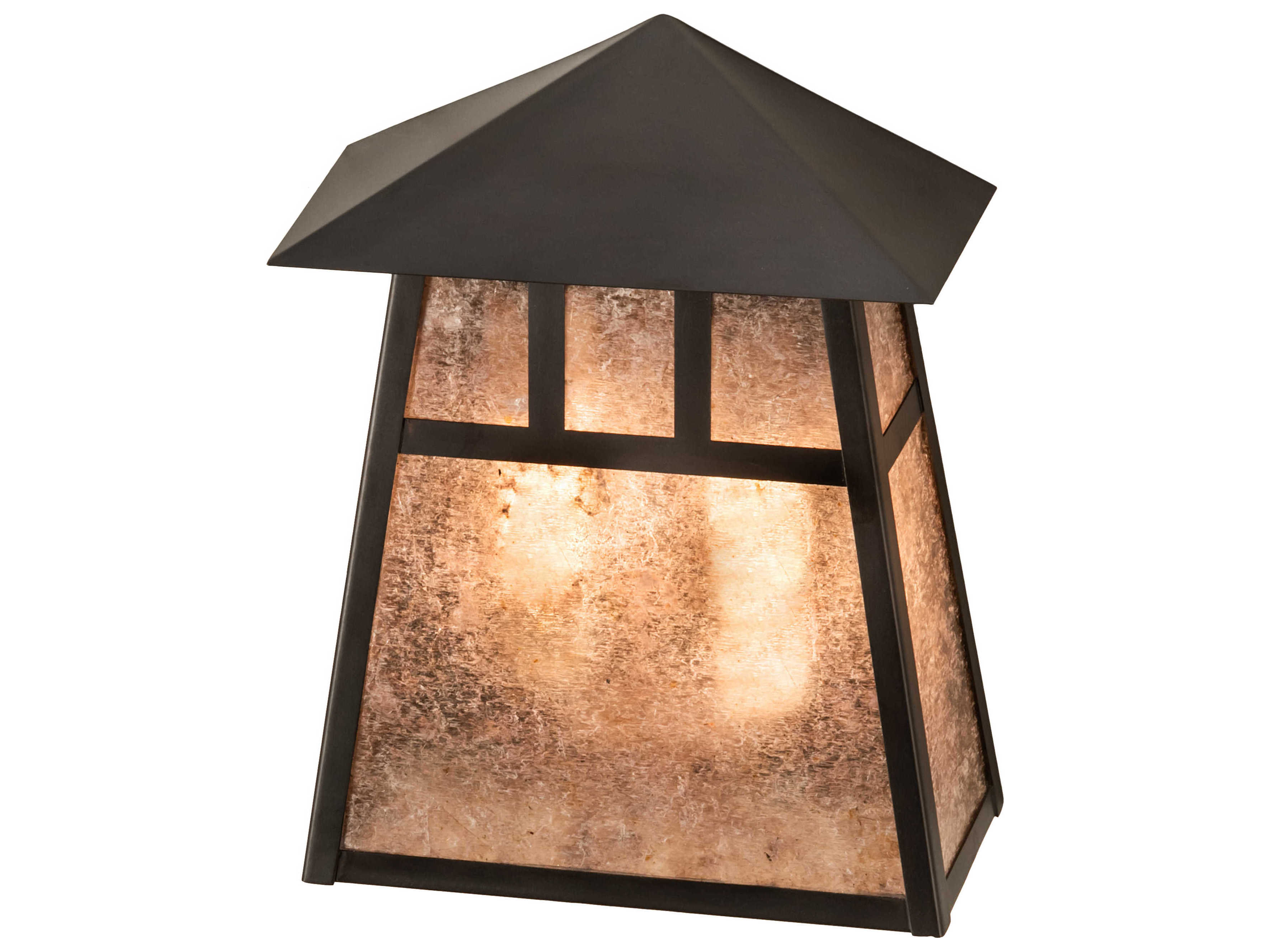 Meyda Stillwater Double Bar Mission 2-Light Craftsman Brown Silver Wall Sconce