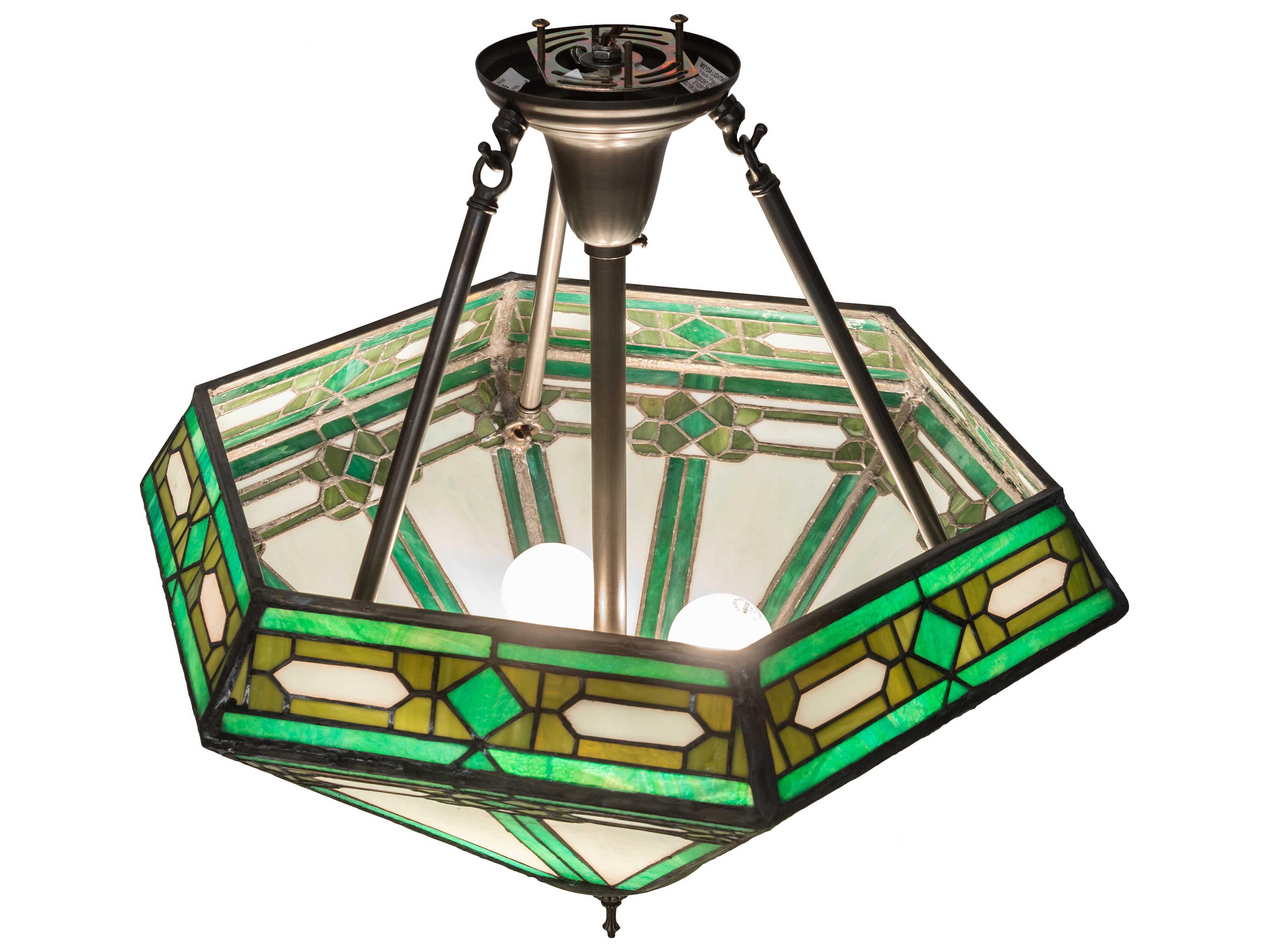 Meyda Arts & Crafts 3-Light Craftsman Brown Traditional Semi Flush Mount