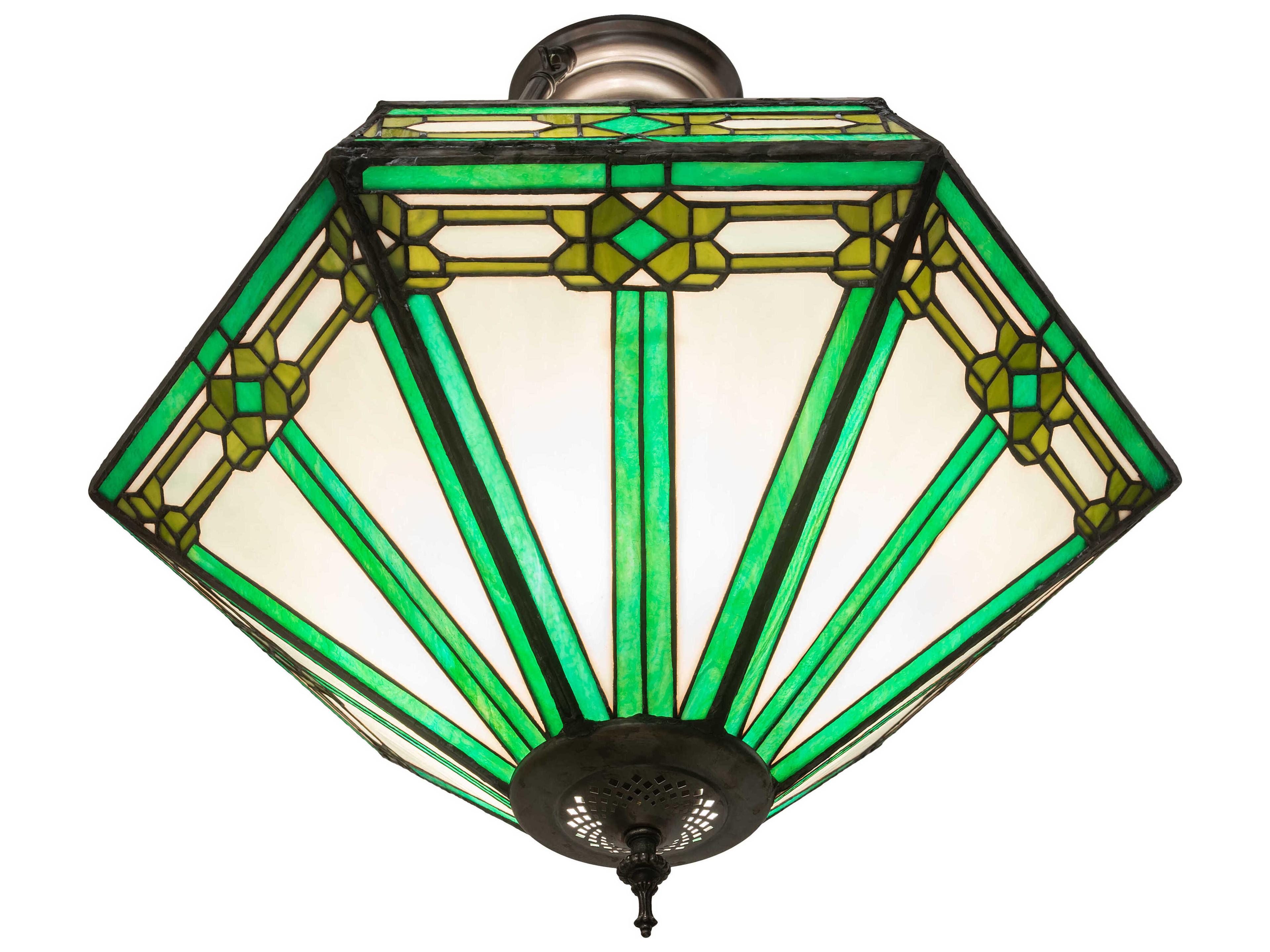 Meyda Arts & Crafts 3-Light Craftsman Brown Traditional Semi Flush Mount