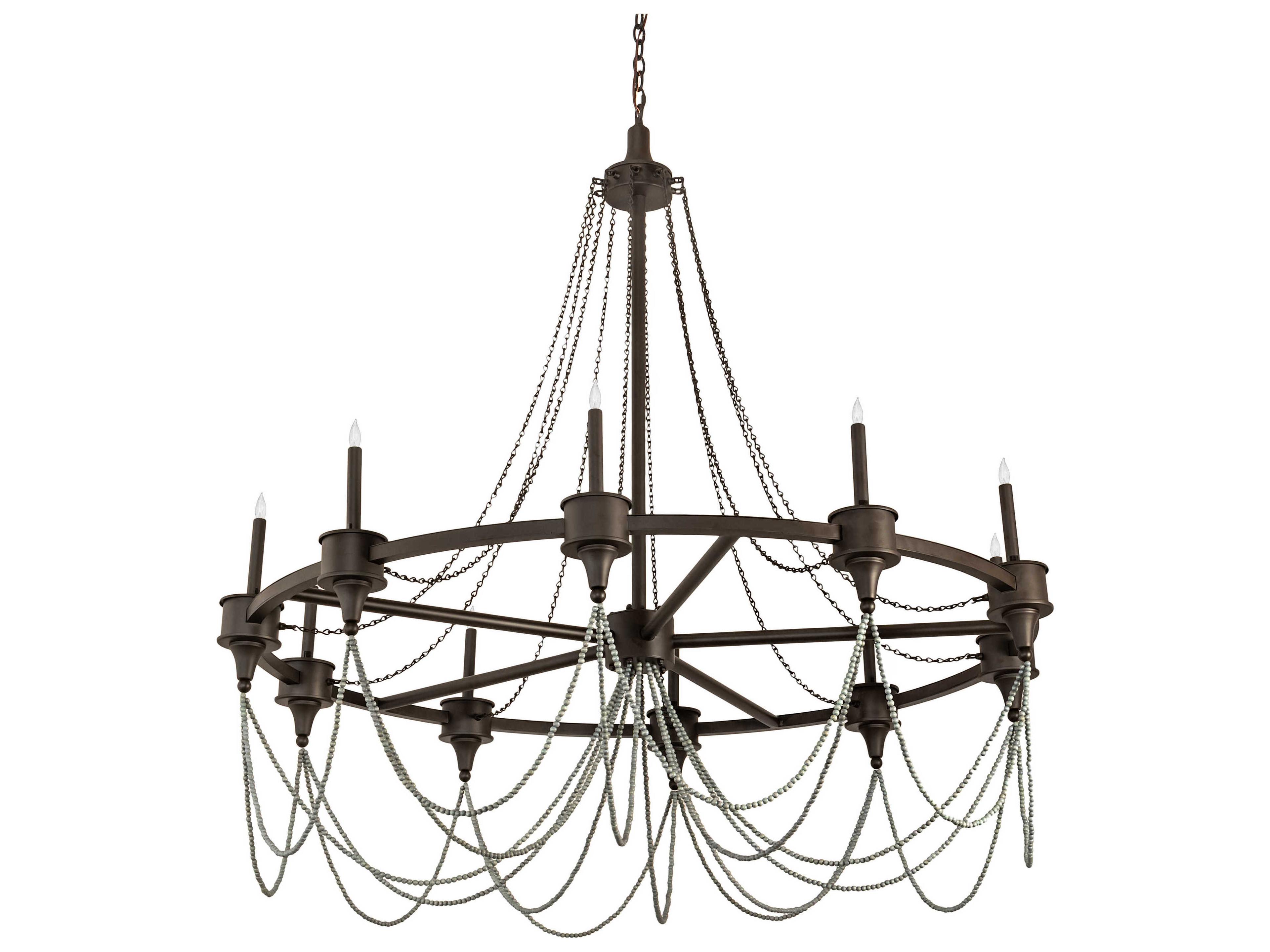 Meyda Marcie 10-Light Oil Rubbed Bronze Gray Candelabra Round Chandelier