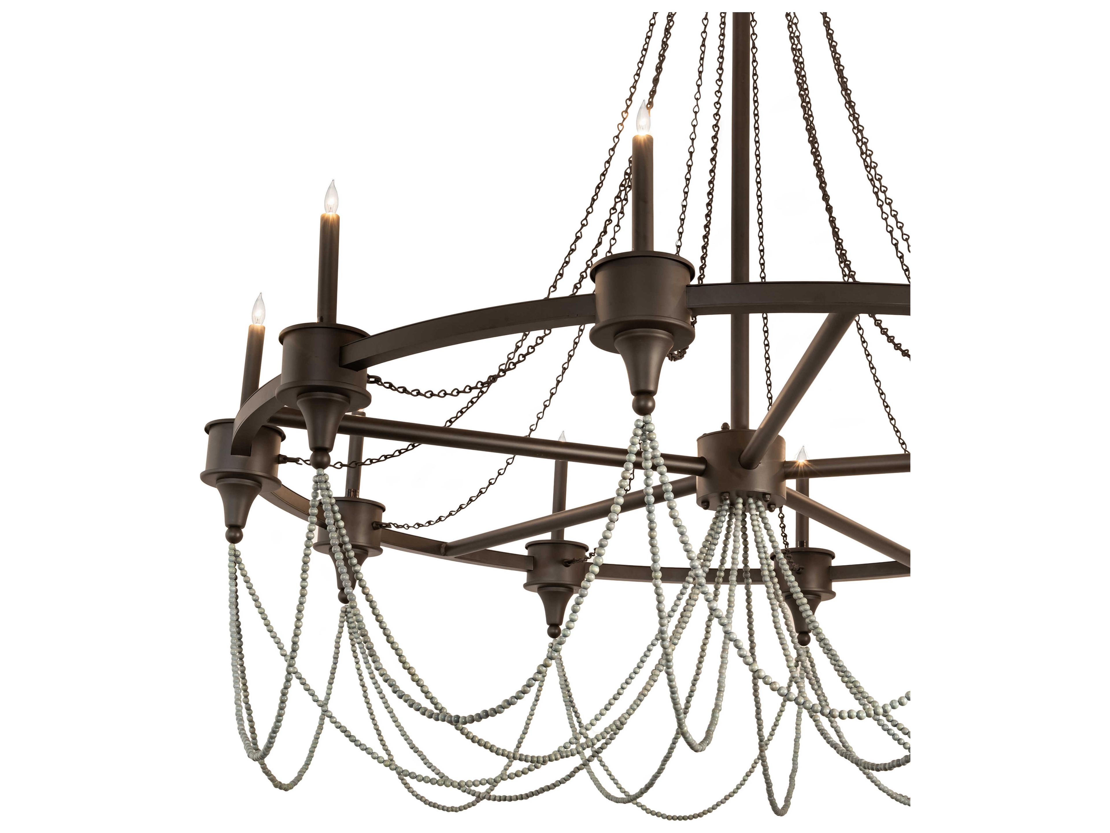 Meyda Marcie 10-Light Oil Rubbed Bronze Gray Candelabra Round Chandelier