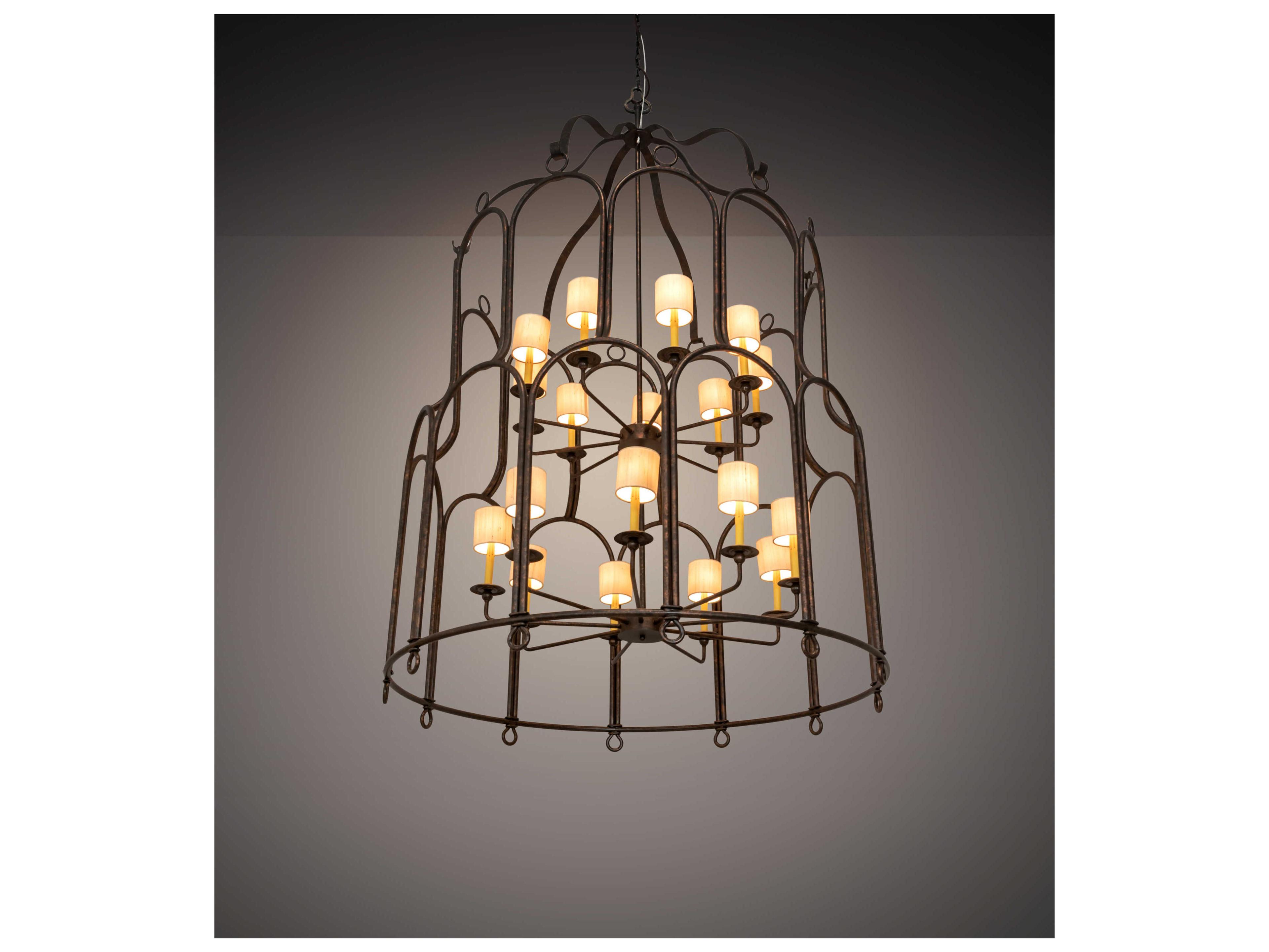 Meyda Grand Stair 18-Light8-Light Gilded Tobacco Brown Candelabra Drum Chandelier