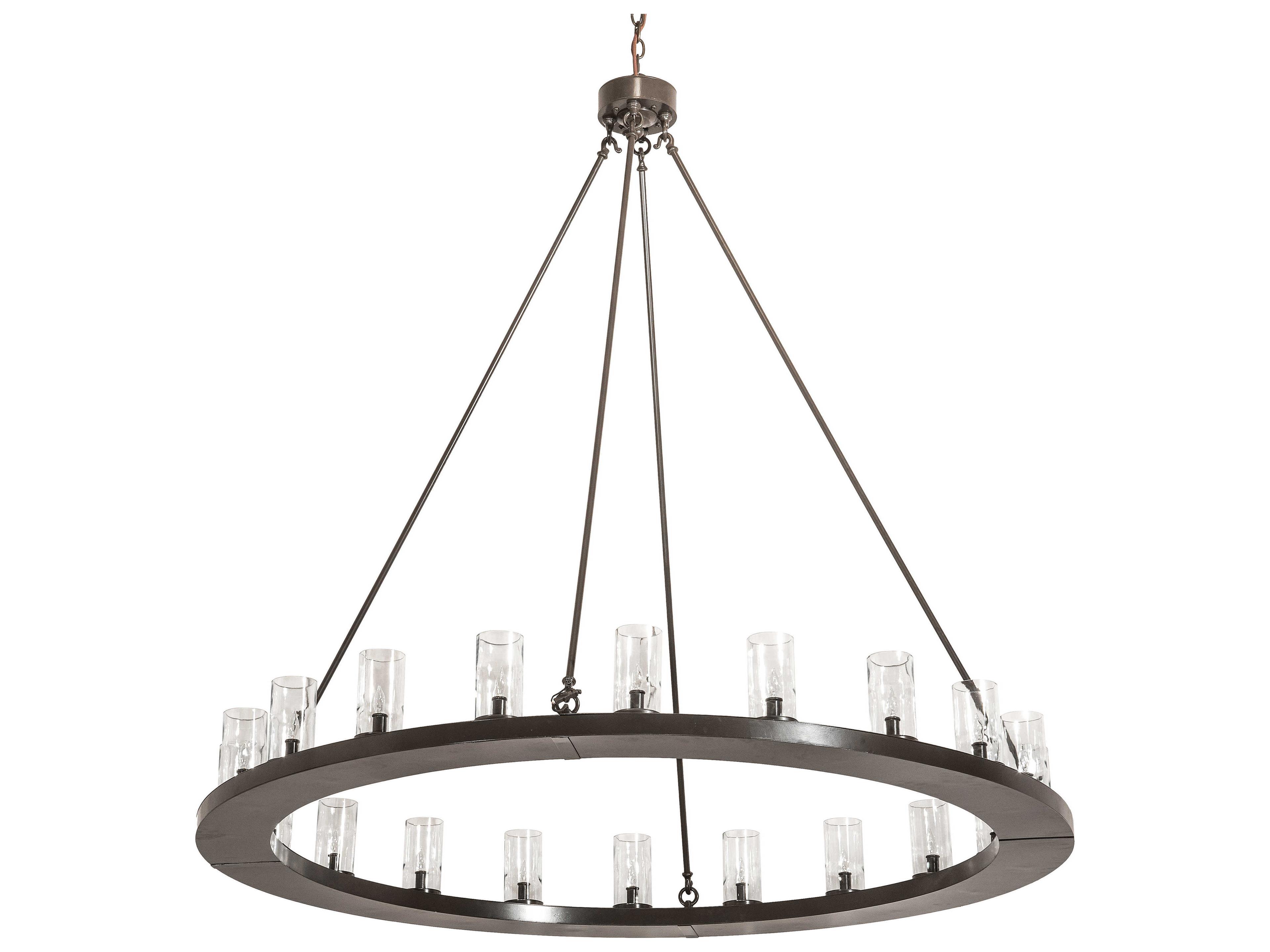 Meyda Loxley 20-Light Timeless Bronze Clear Glass Cylinder Round Chandelier