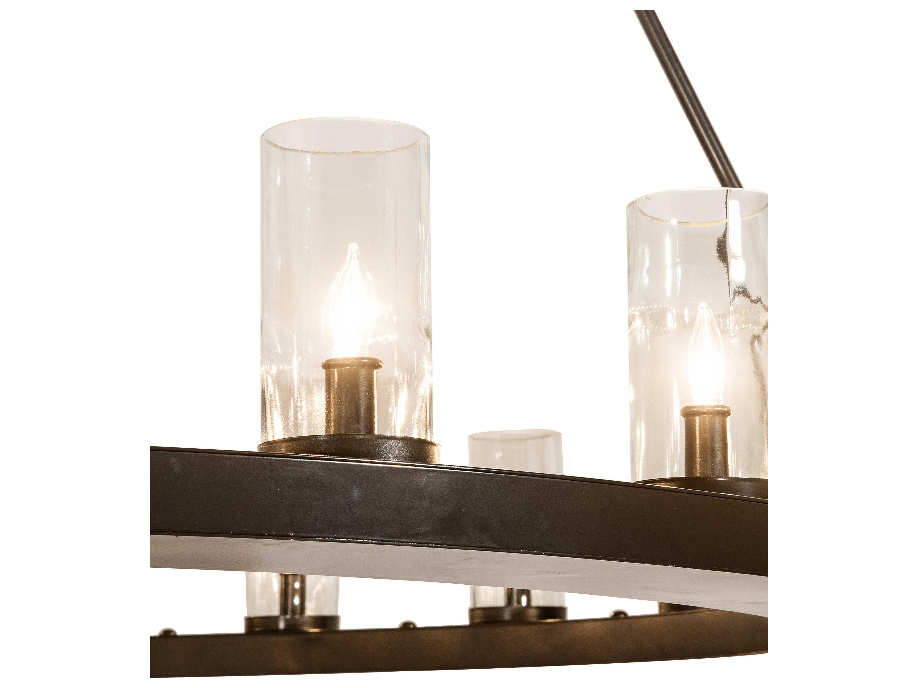 Meyda Loxley 20-Light Timeless Bronze Clear Glass Cylinder Round Chandelier