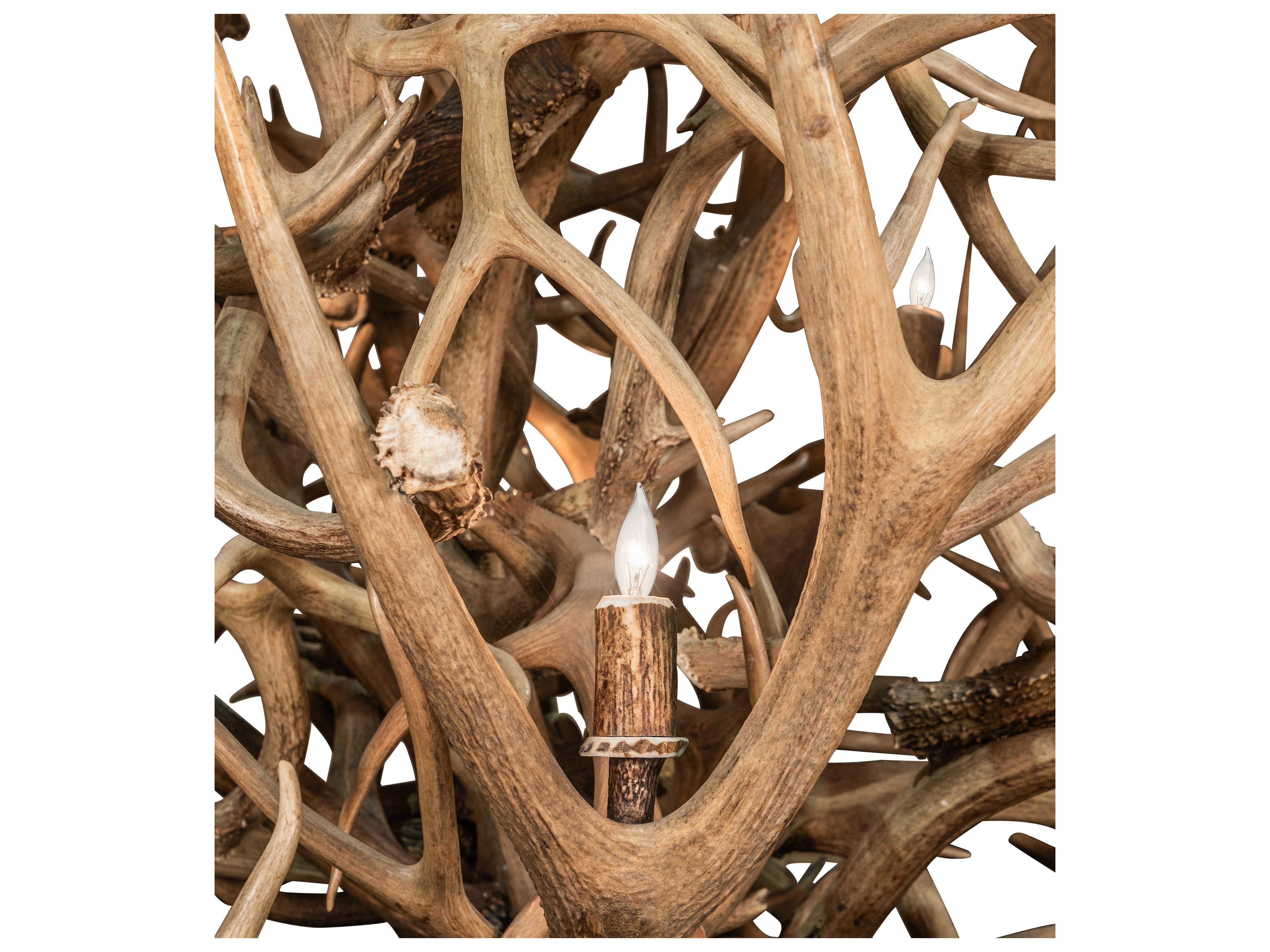 Meyda Antlers 16-Light6-Light Antique Copper Off White Candelabra Tiered Chandelier