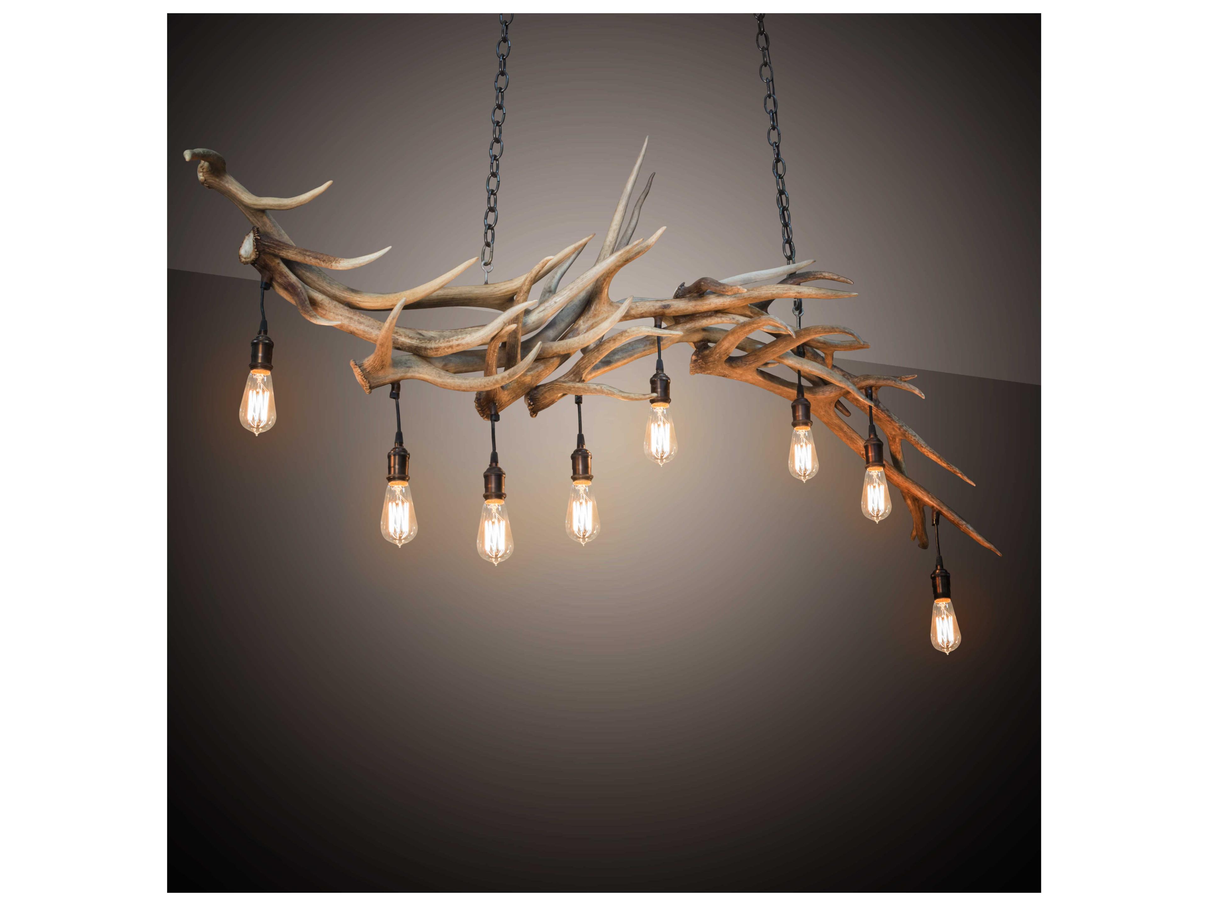 Meyda Antlers 8-Light Antique Copper Off White Island Pendant