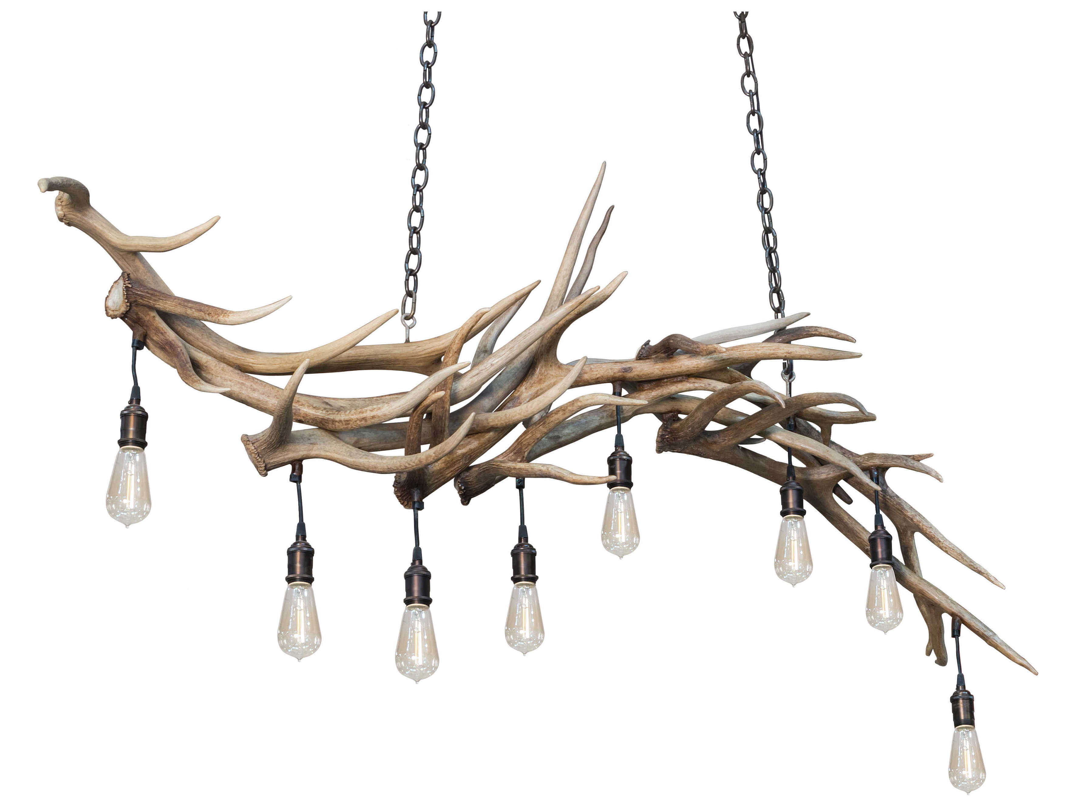 Meyda Antlers 8-Light Antique Copper Off White Island Pendant