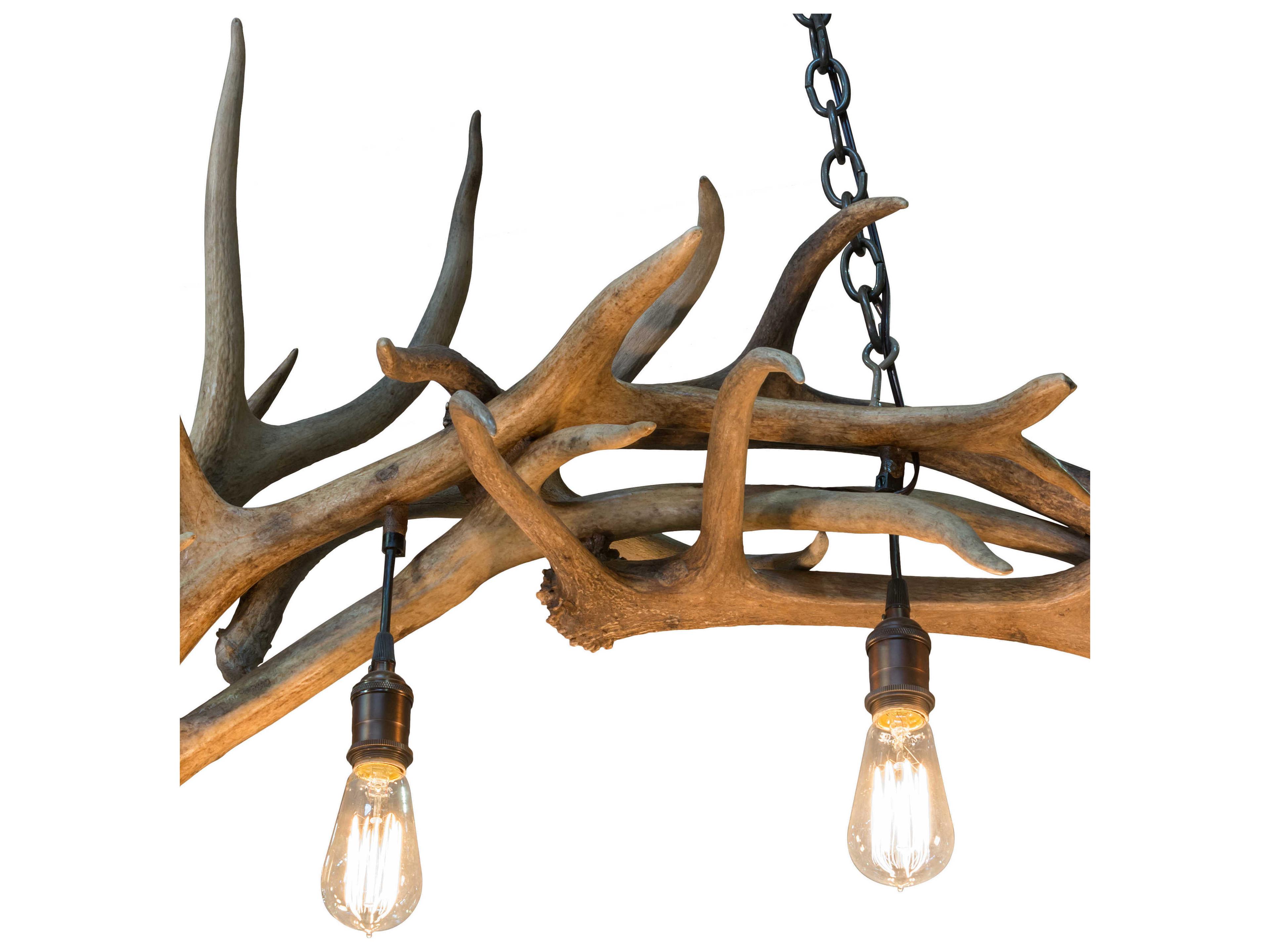 Meyda Antlers 8-Light Antique Copper Off White Island Pendant