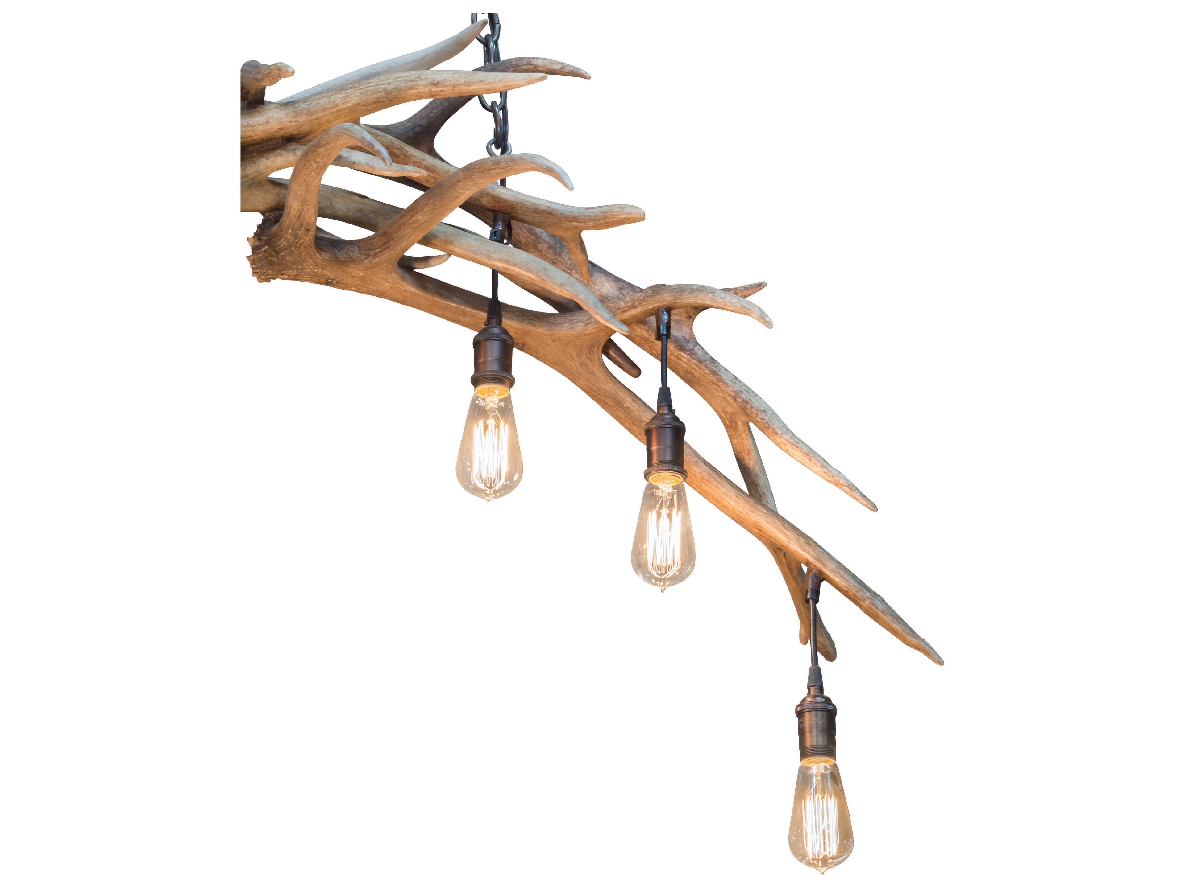 Meyda Antlers 8-Light Antique Copper Off White Island Pendant