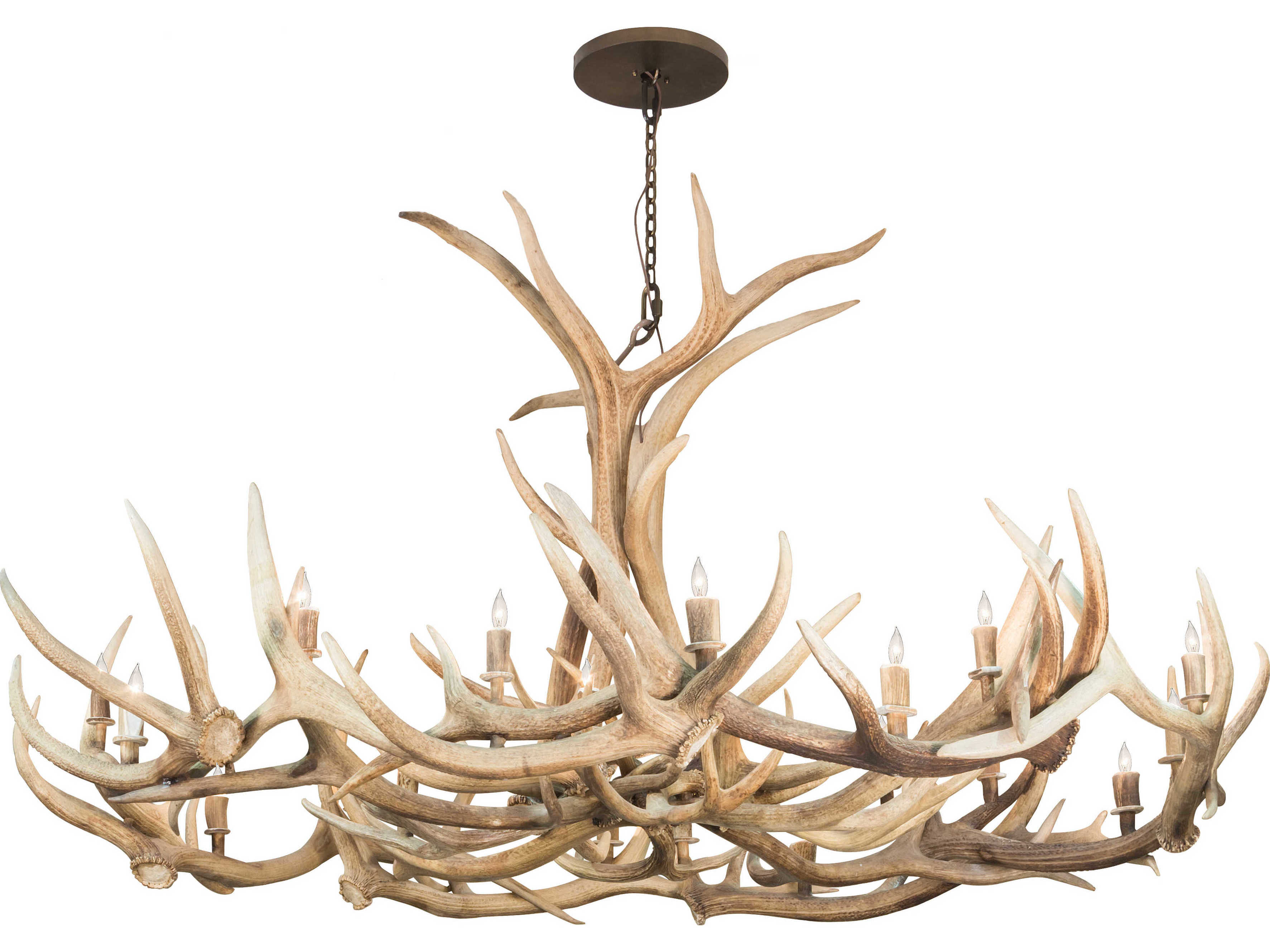 Meyda Antlers 18-Light8-Light Antique Copper Off White Candelabra Chandelier
